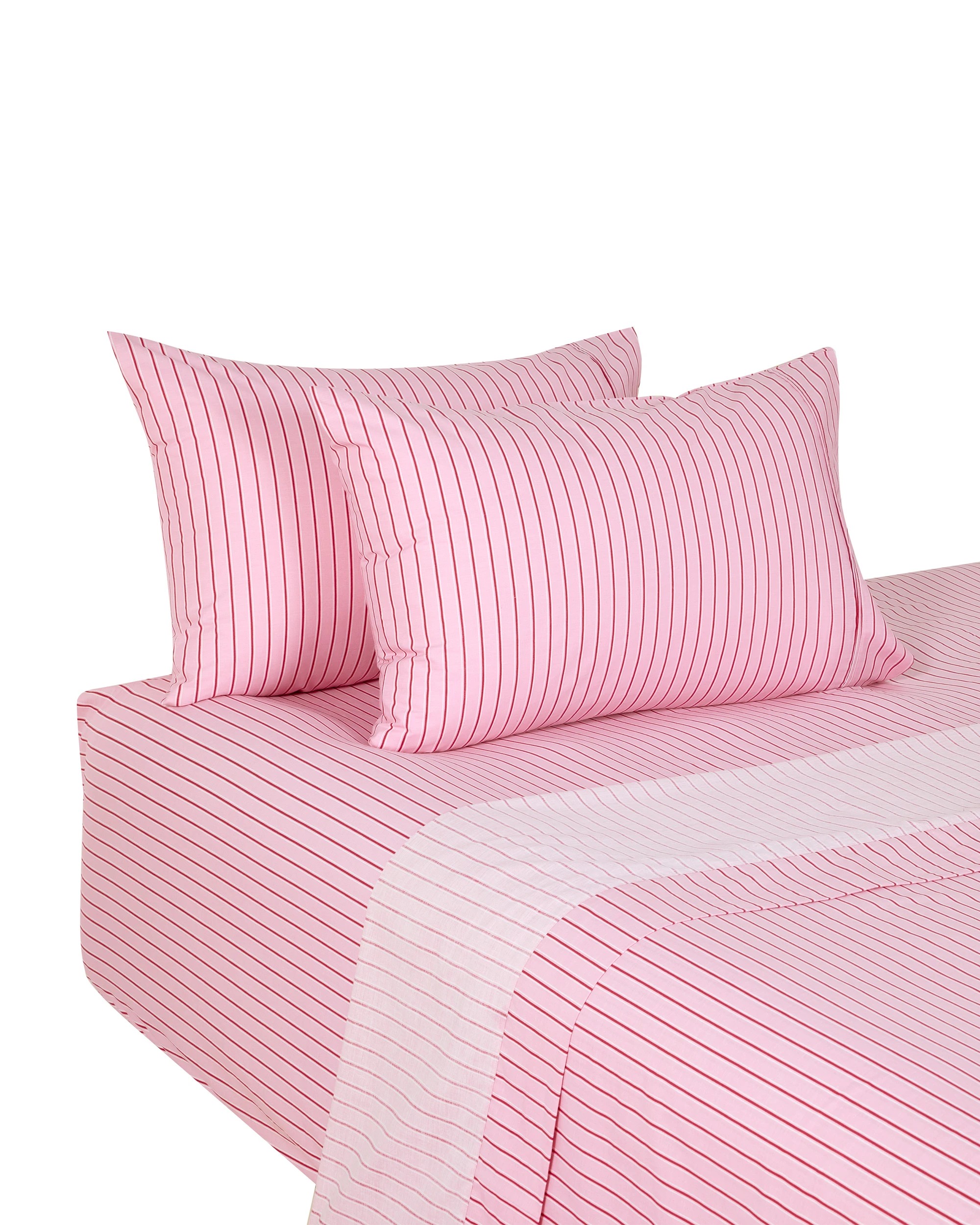 5 250 Thread Count Cotton Stripe Sheet Set - King Bed, Pink, 5 of 7