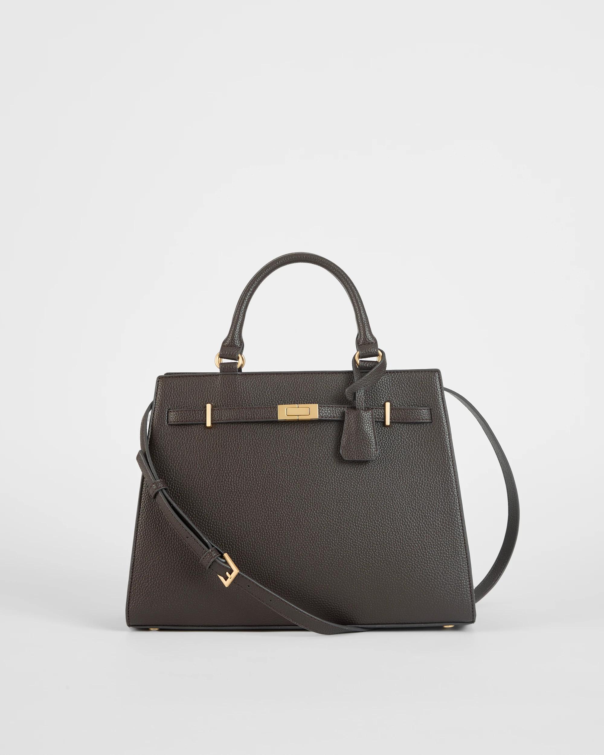 1 Target Woman Medium Clasp Detail Structure Work Tote Bag BITTER CHOCOLATE, 1 of 2