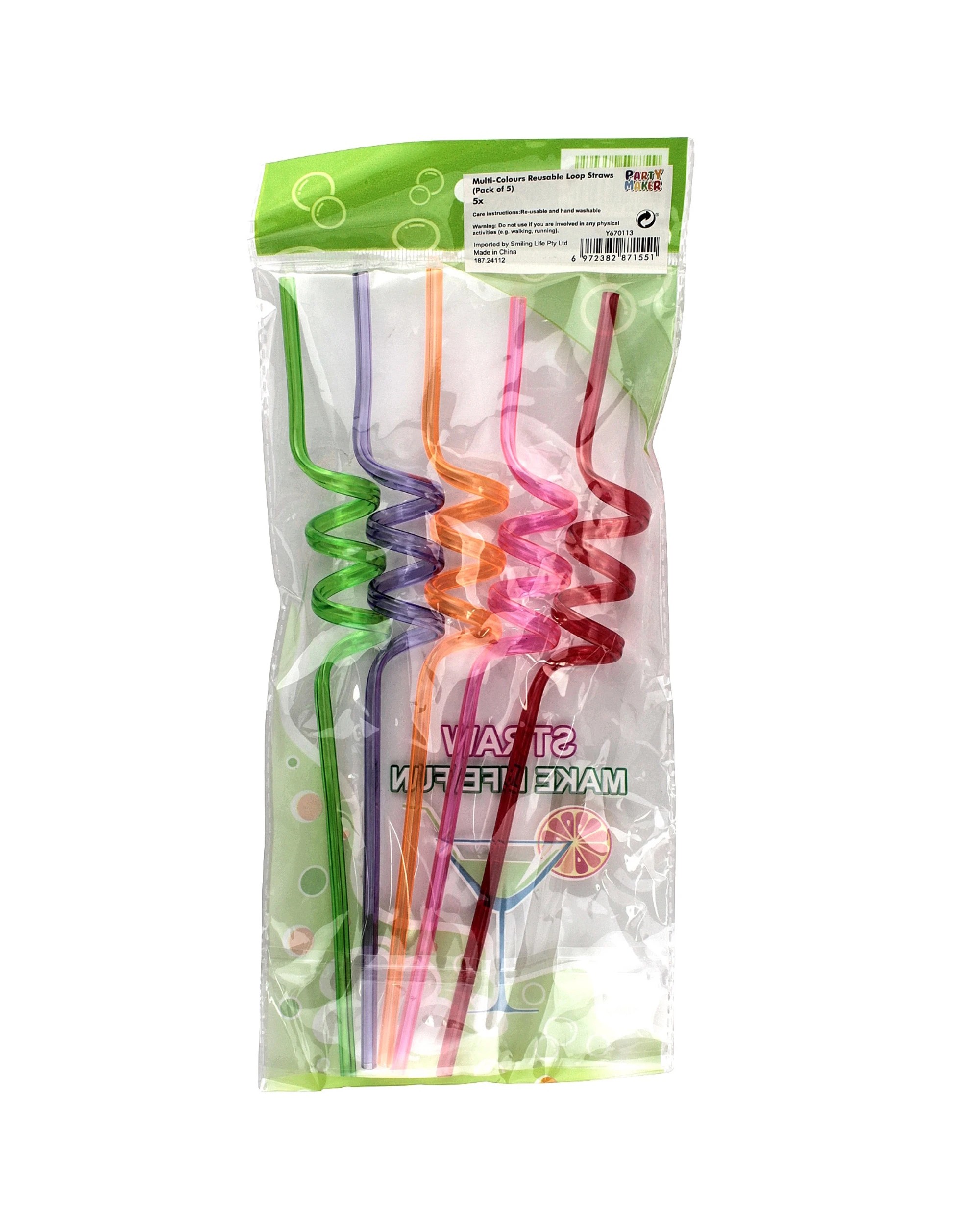 3 Partyrama Neon Swirly Straws Pack of 5 - Multi, 3 of 3