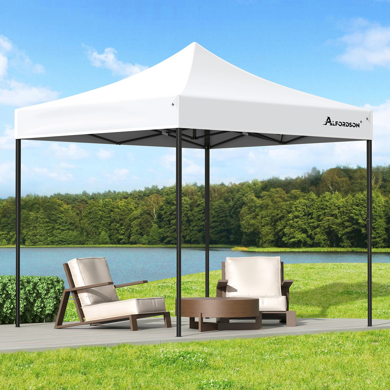 2 Alfordson Gazebo 3x3m Pop Up Marquee 600D Oxford Folding Outdoor Tent - White, 2 of 10