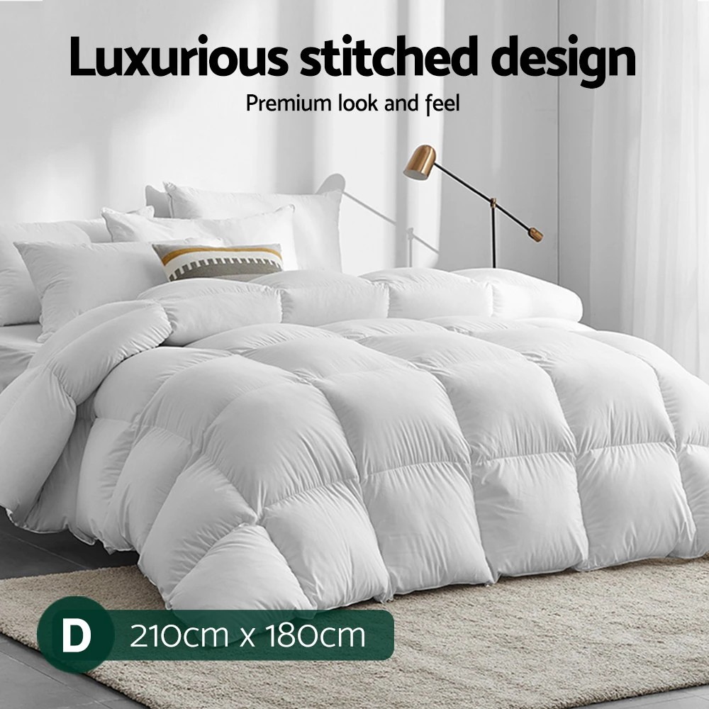 2 Giselle Bedding 700GSM Duck Down Feather Quilt Duvet Doona Winter Blanket Double - Double Bed - White, 2 of 9