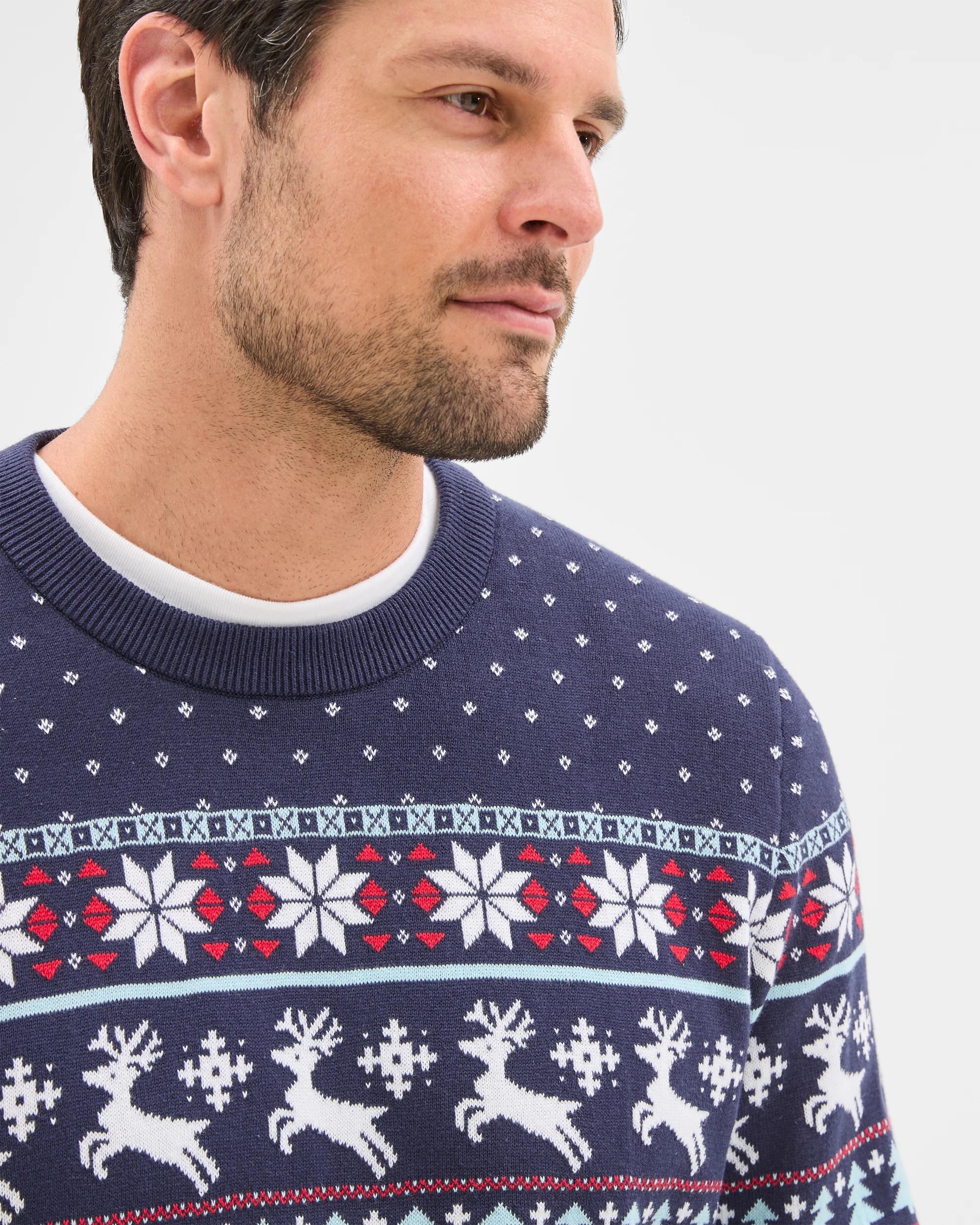 5 Target Australian Cotton Christmas Fair Isle Jumper NAVY BLUE, 5 of 6