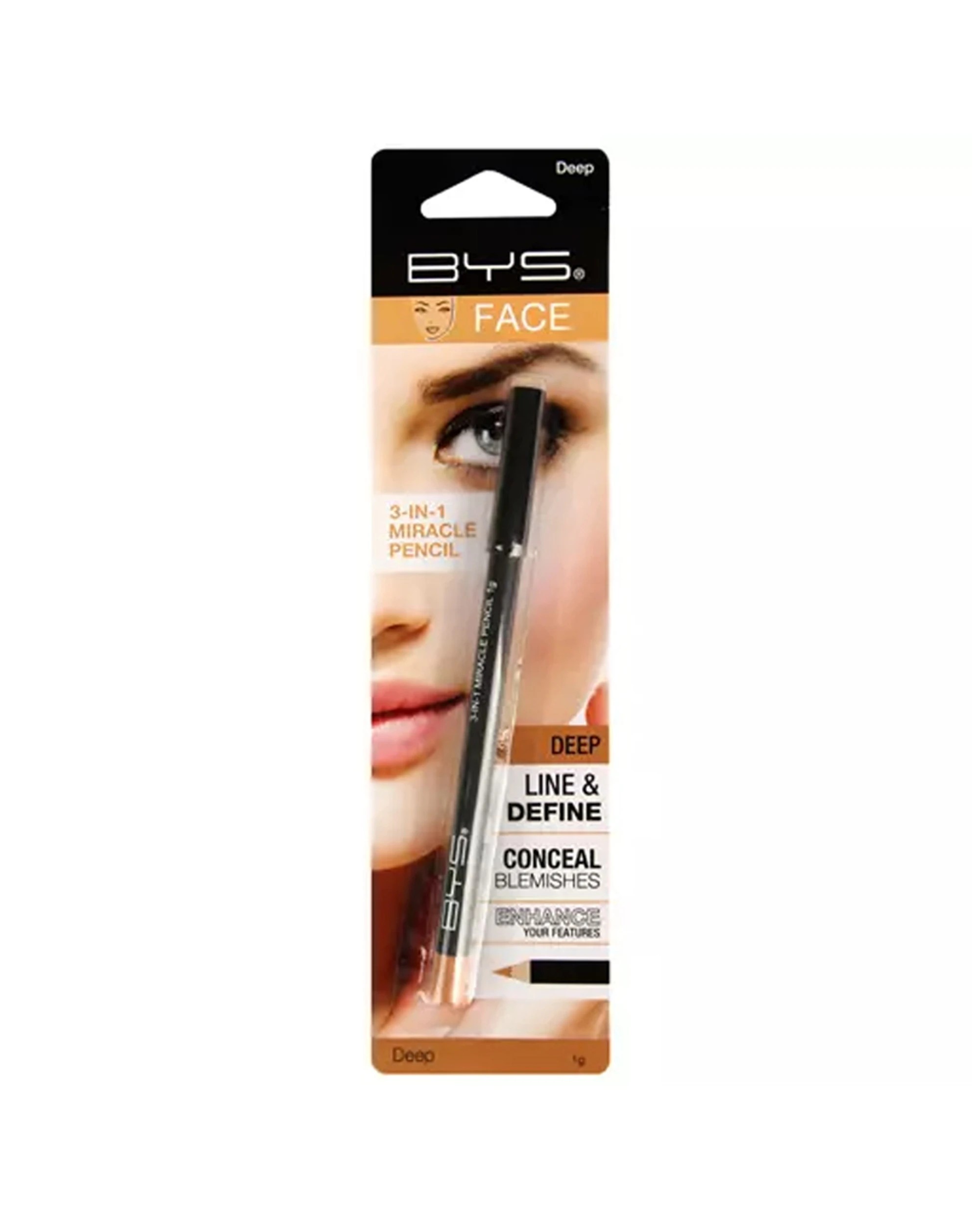 1 BYS 3-in-1 Miracle Pencil Liner Definer Concealer Face Pencil 1g - Black, 1 of 1