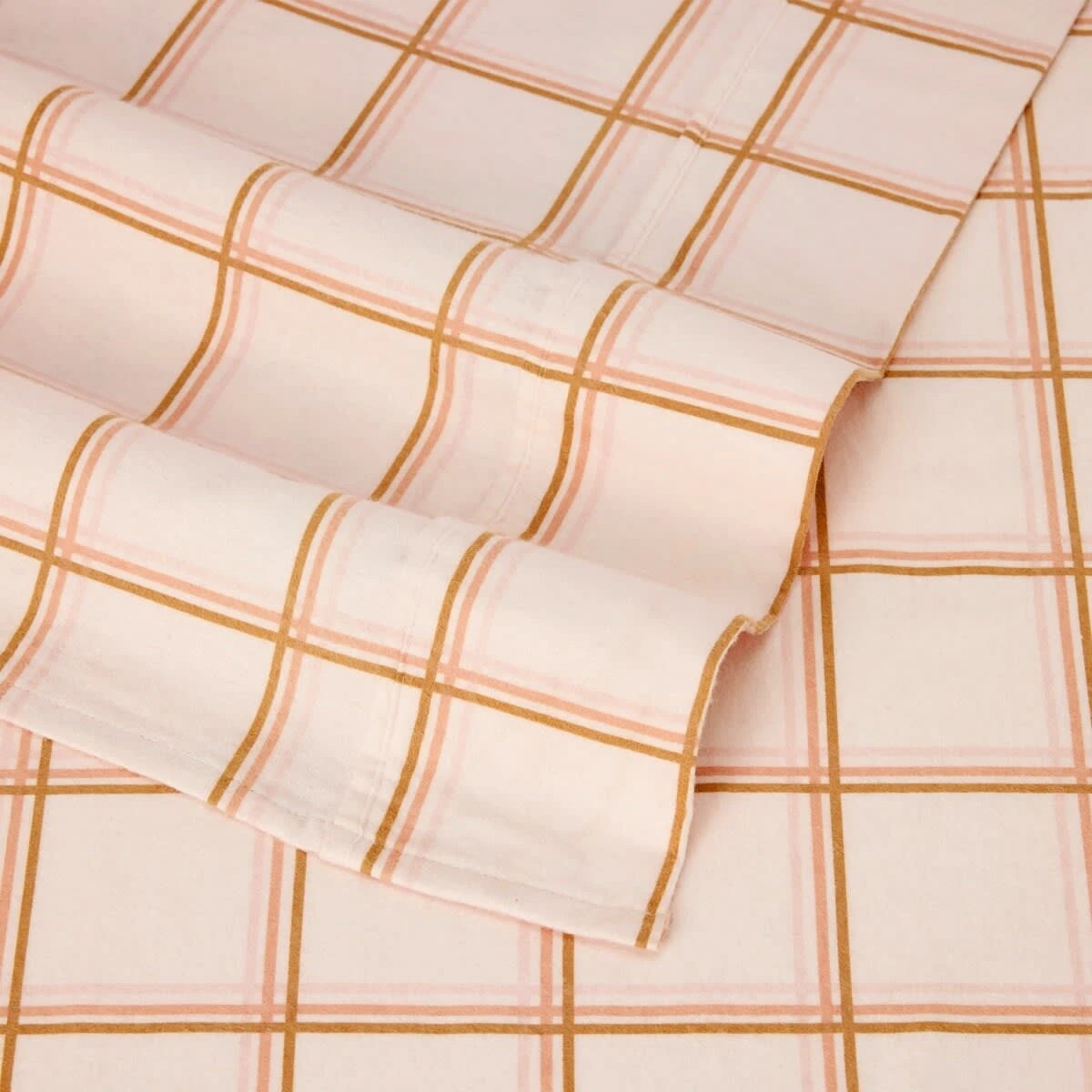 4 Flannelette Cotton Check Sheet Set - King Bed, Pink, 4 of 7