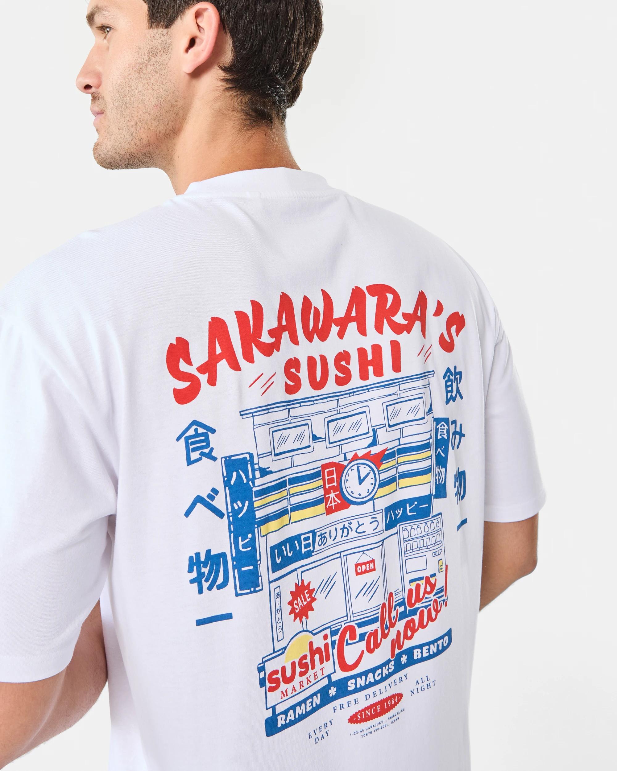 6 Oversized Print T-shirt Wht Sushi, 6 of 9