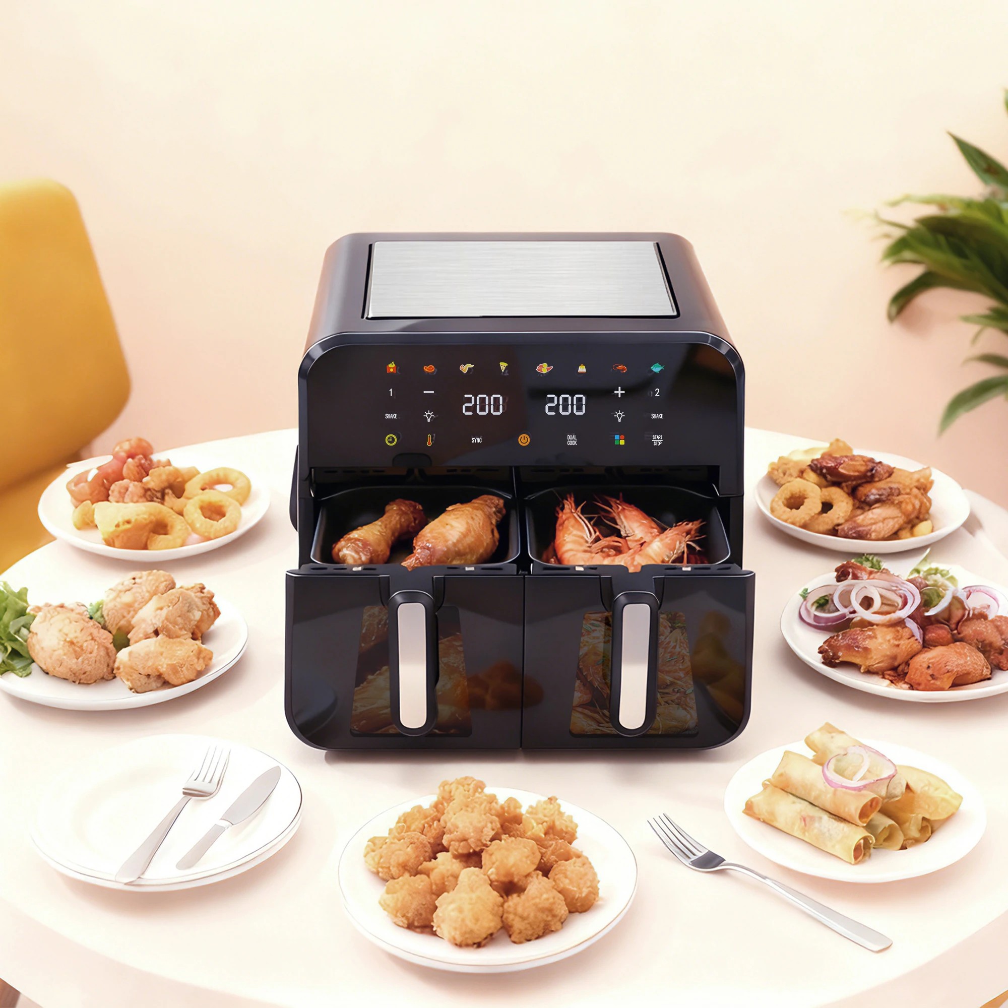 8 Spector 12L Air Fryers With Dual Baskets 8-In-1 Compact Oven In Colour - Black, 8 of 9