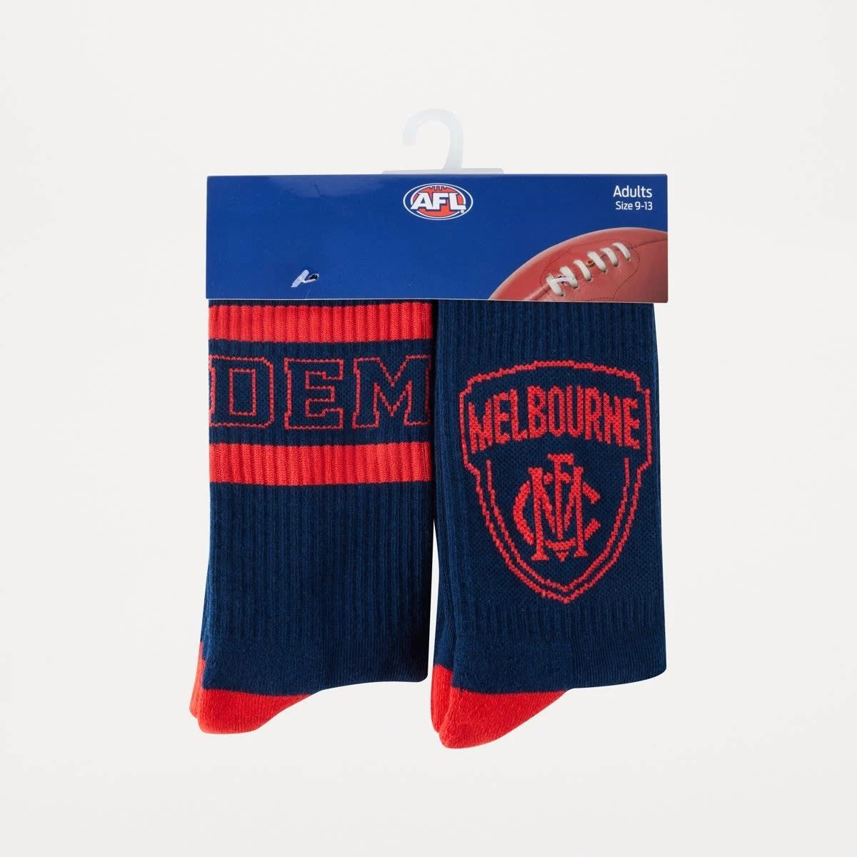 3 2 Pack Official AFL Adult Socks Melbourne, 3 of 3