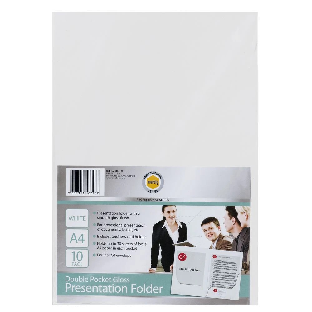 2 Marbig A4 Presentation Folder Double Pocket White 10 Pack, 2 of 2