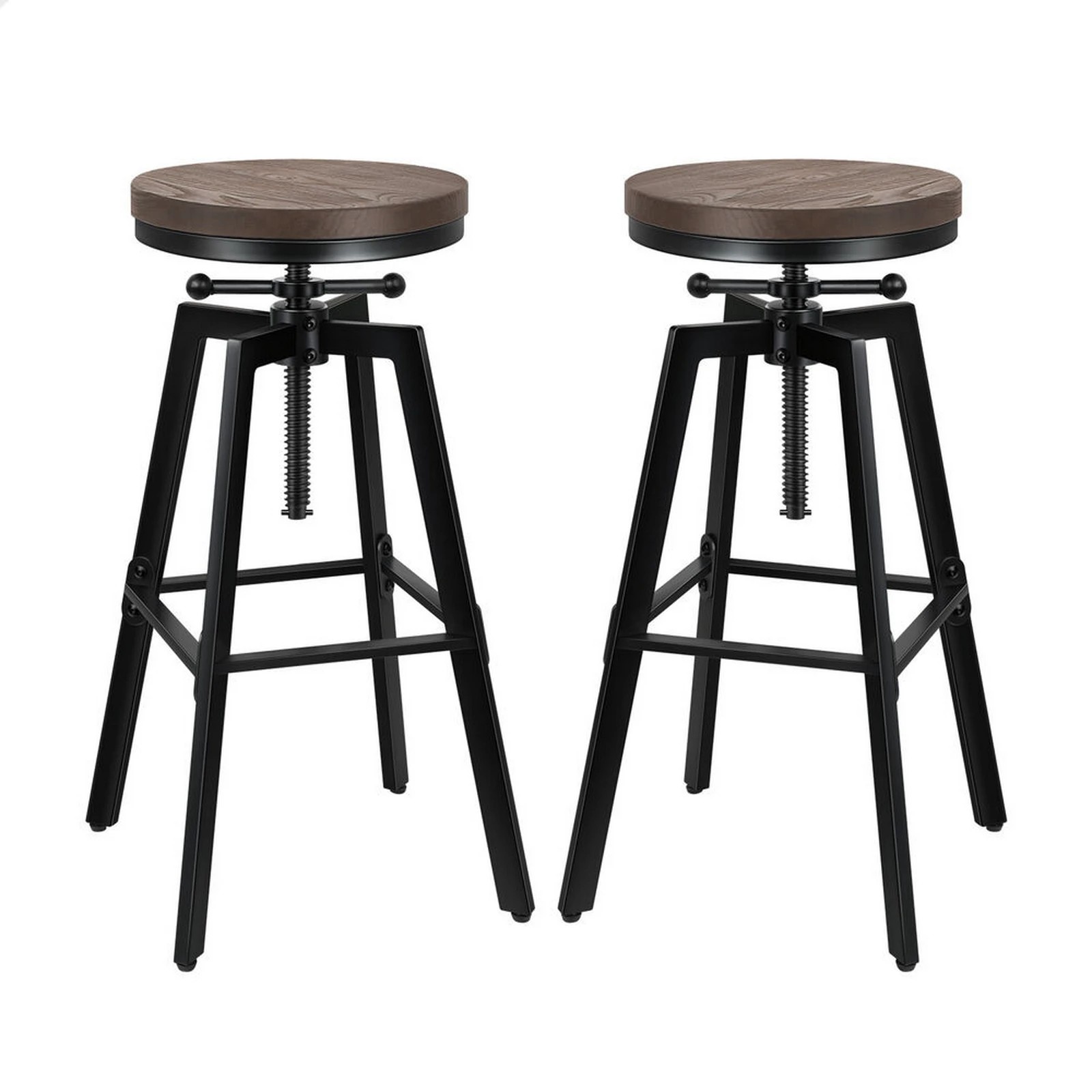 1 Alfordson 2x Bar Stool Retro Kitchen Vintage Chair Industrial Rustic Ezra - Black, 1 of 10