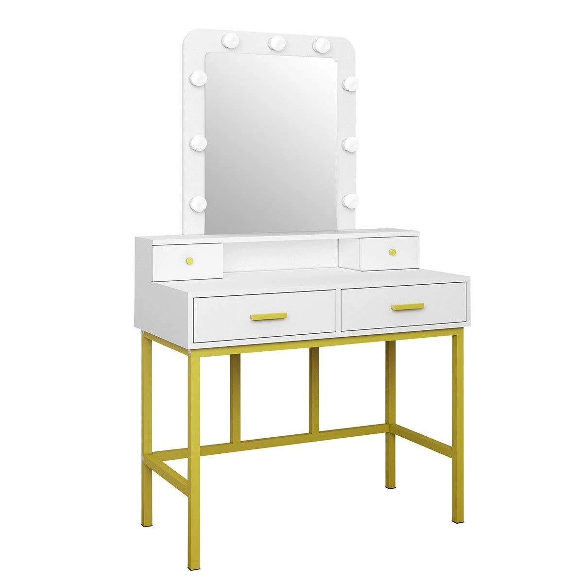 1 Maxkon Hollywood Mirror Makeup Vanity Dressing Table 9 LED Lights 4 Drawers for Bedroom, 1 of 4