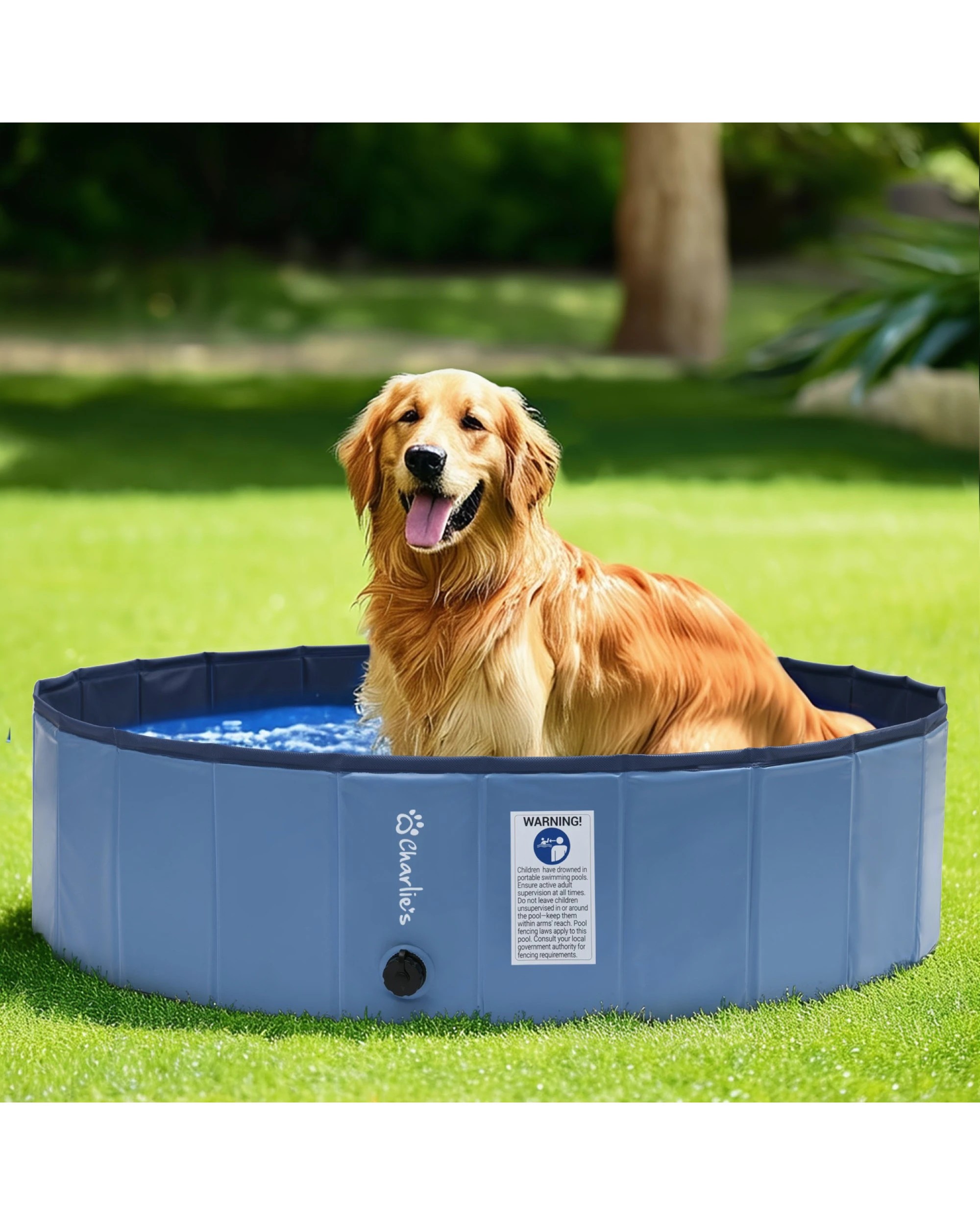 1 Charlie's Splash Society Portable Foldable Dog Pool 120x30cm Large - Blue, 1 of 10