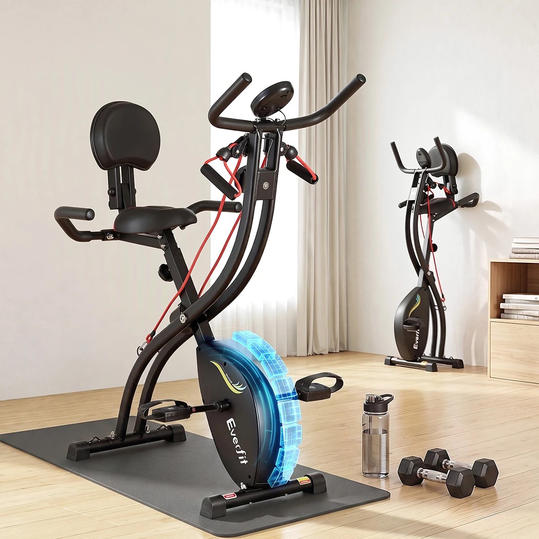 10 Everfit Folding Exercise Bike Magnetic X-Bike Indoor Cycling Resistance - Black, 10 of 10