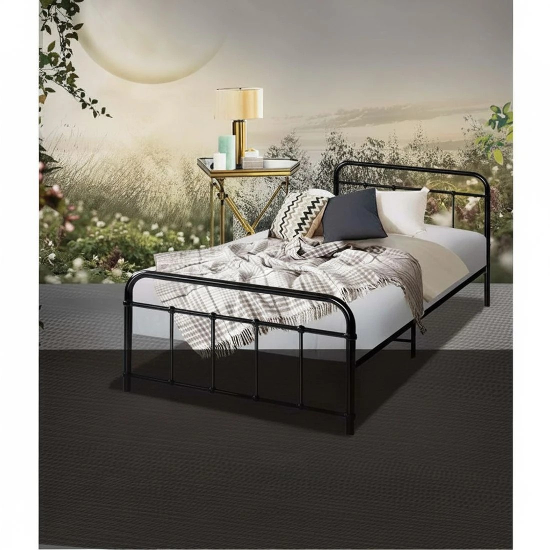 5 Artiss Bed Frame Metal Frames LEO - Single - Black, 5 of 6