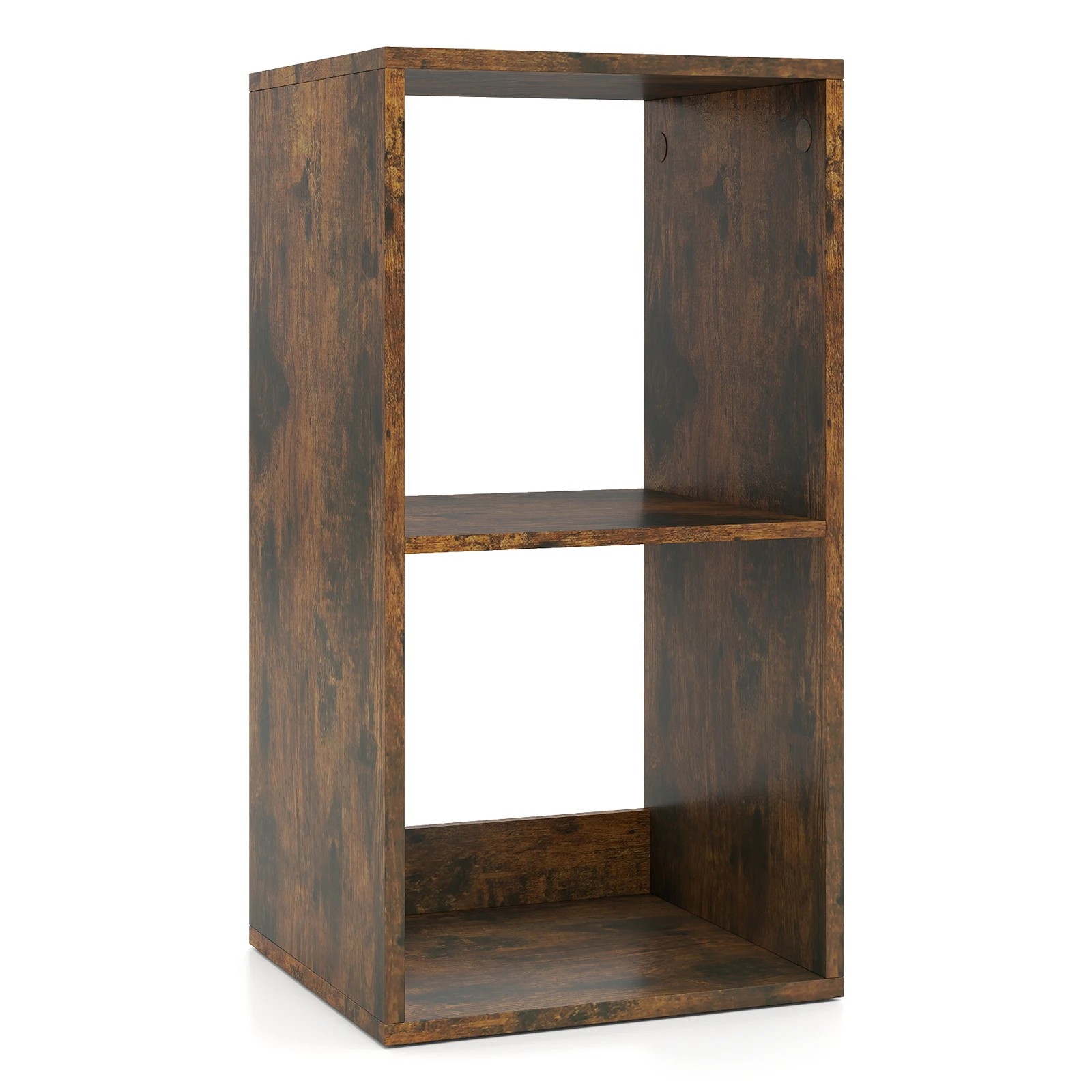1 Costway 2-Tier Storage Bookshelf Open Display Shelf Bedside Table Cubes Organizer Cabinet - Brown, 1 of 5