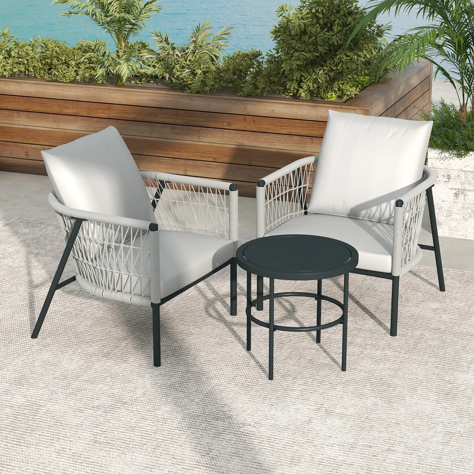 4 Arcadia Furniture Reims 3 Piece Patio Outdoor Weather Resistant Set Stylish - Grey - Grey, 4 of 10