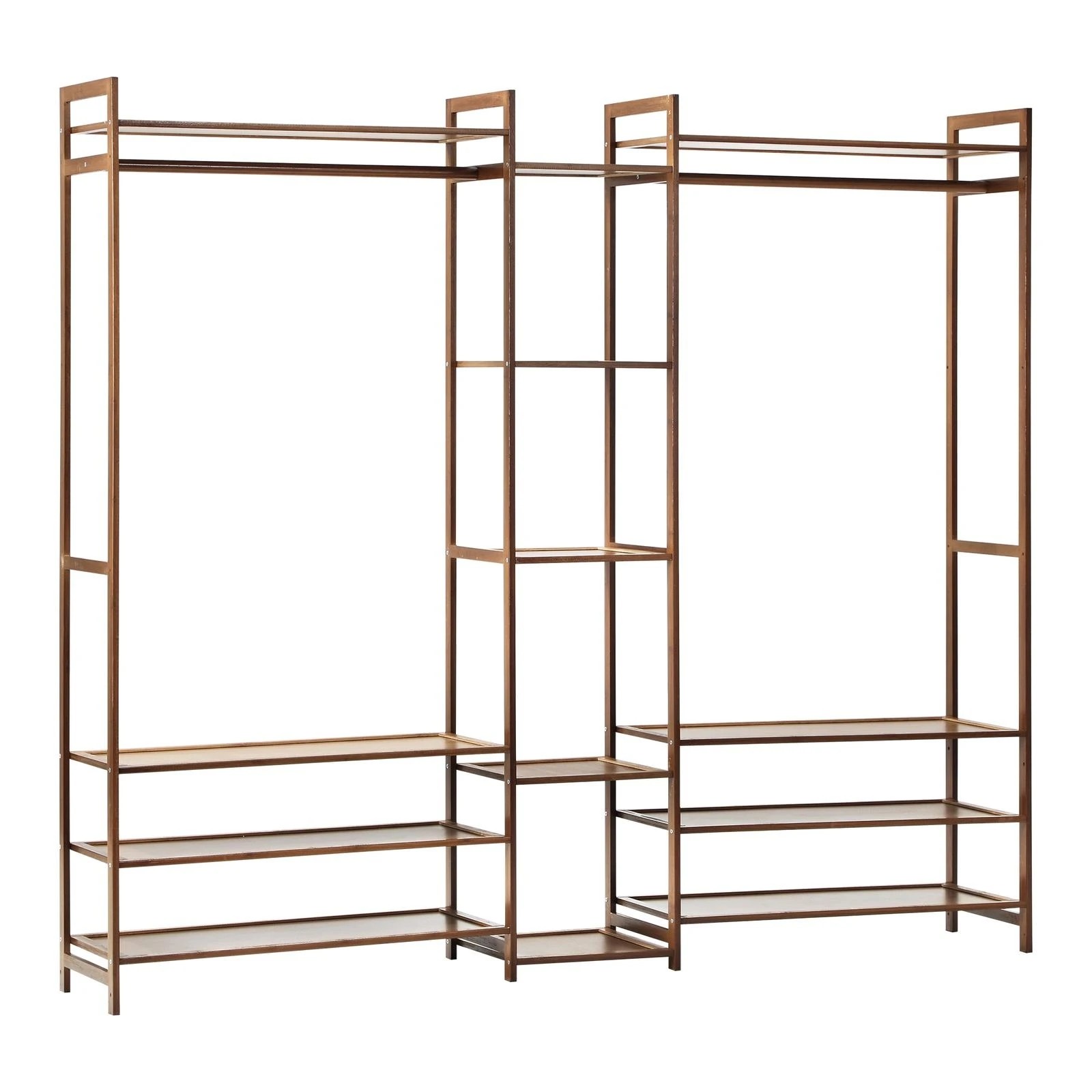 5 Oikiture Clothes Rack Open Wardrobe Garment Coat Hanging Rail Bamboo 13 Shelves
 - Natural, 5 of 10