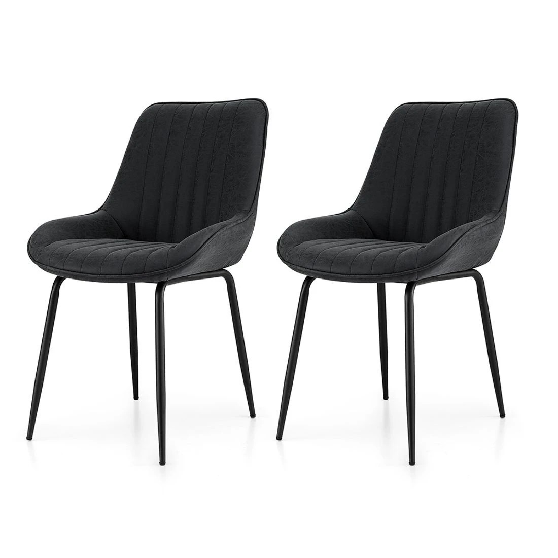 3 Artiss 2x Dining Chairs Retro PU Leather Kitchen Lounge Cafe Accent Chair - Black, 3 of 6