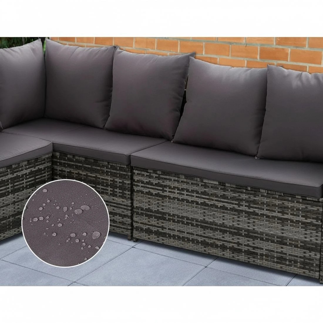 6 Gardeon Outdoor Dining Set Sofa Lounge Setting Chairs Table Ottoman Lawn - Grey, 6 of 6