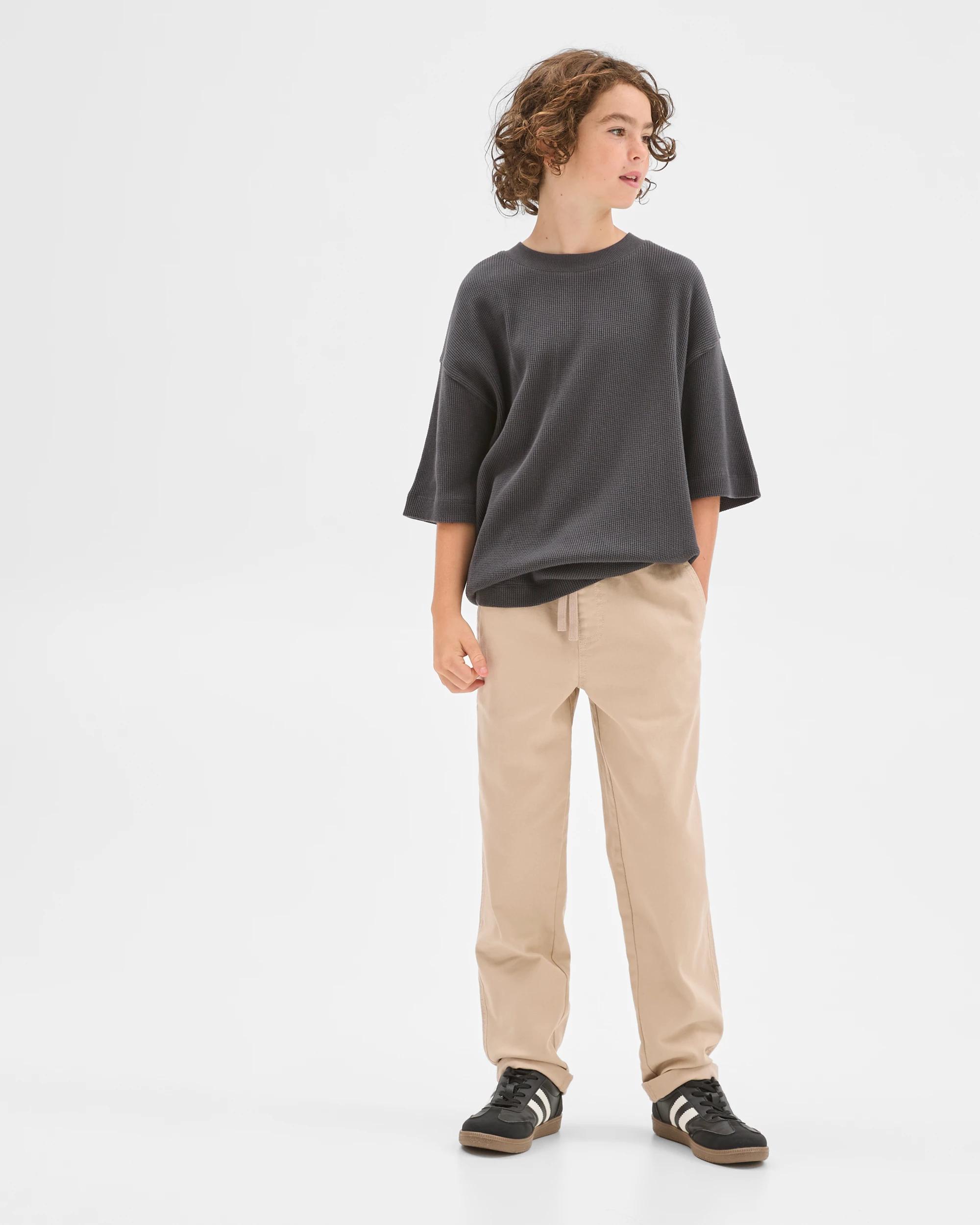 1 Target Kids Elastic Waist Chino Pants STONE, 1 of 7