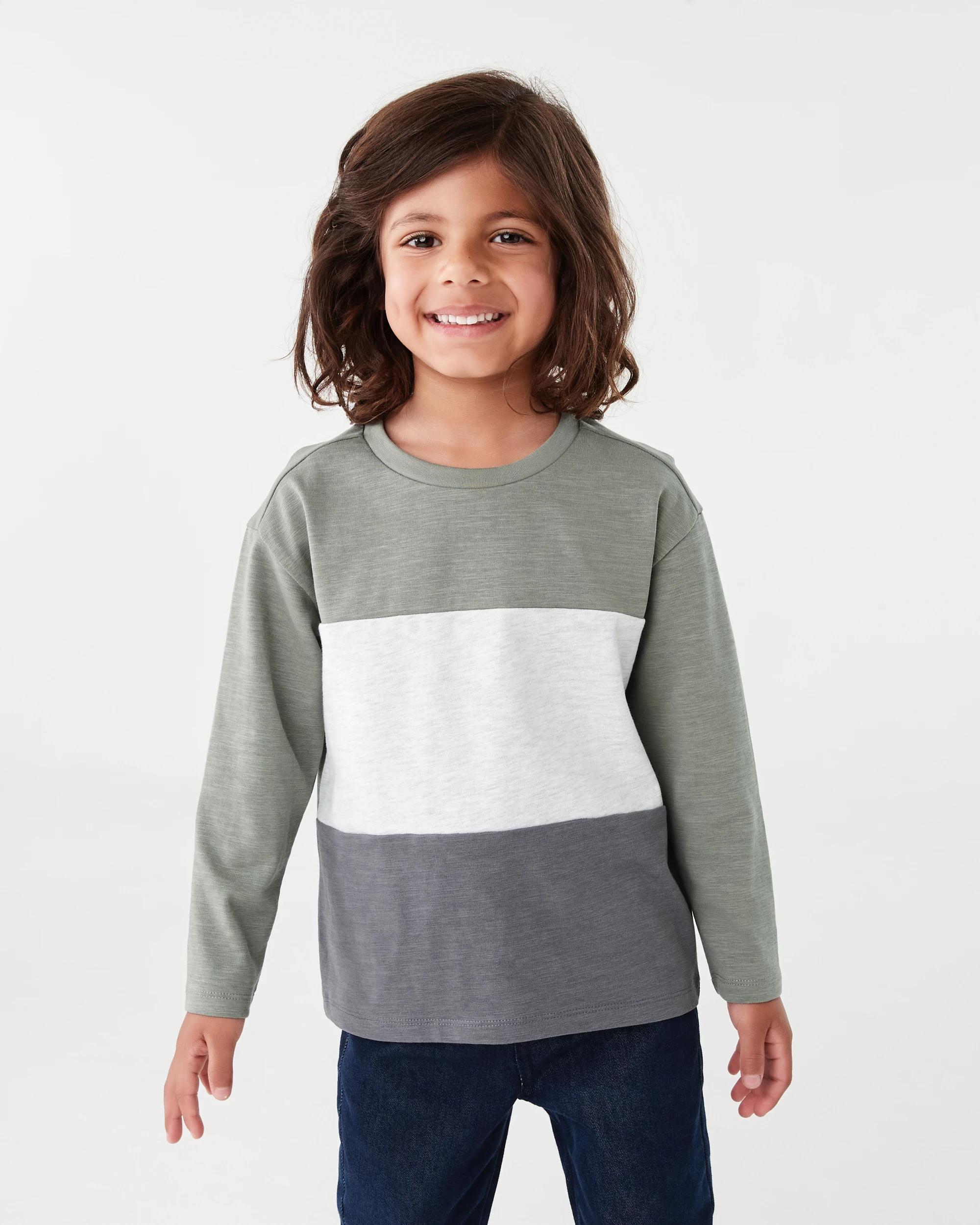 1 Long Sleeve Panel T-shirt Mnr Khk, 1 of 5