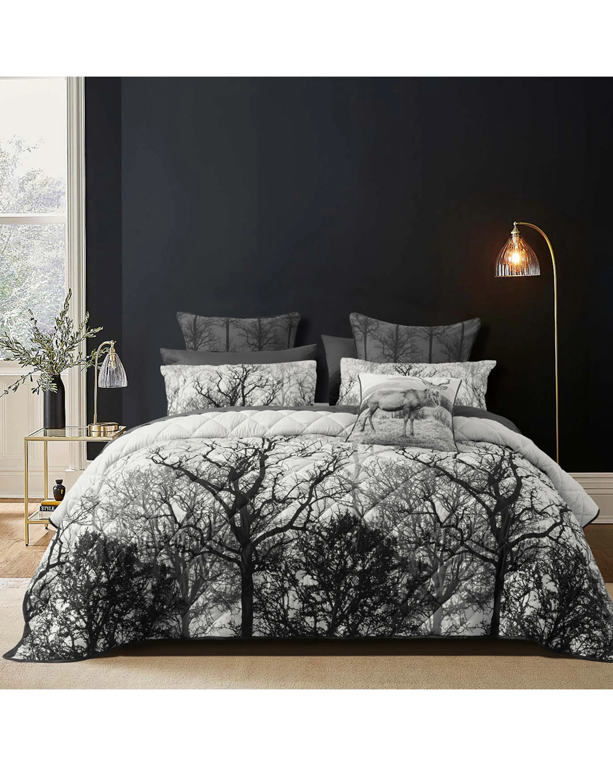 1 Bianca Boscage Super King Polyester Coverlet Set With Pillowcases - Black, 1 of 4