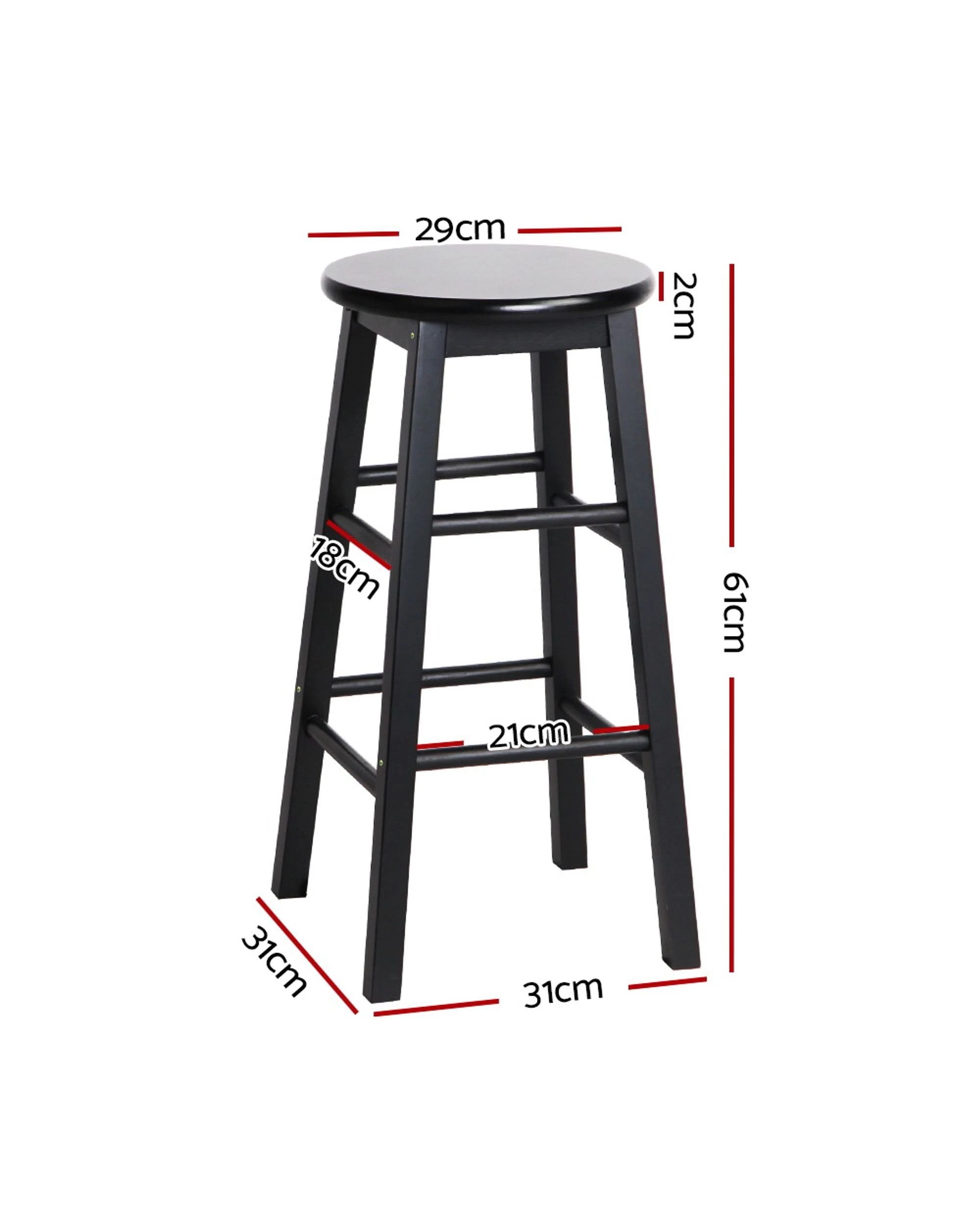 2 Artiss 2x Bar Stools Round Chairs
 - Black, 2 of 3