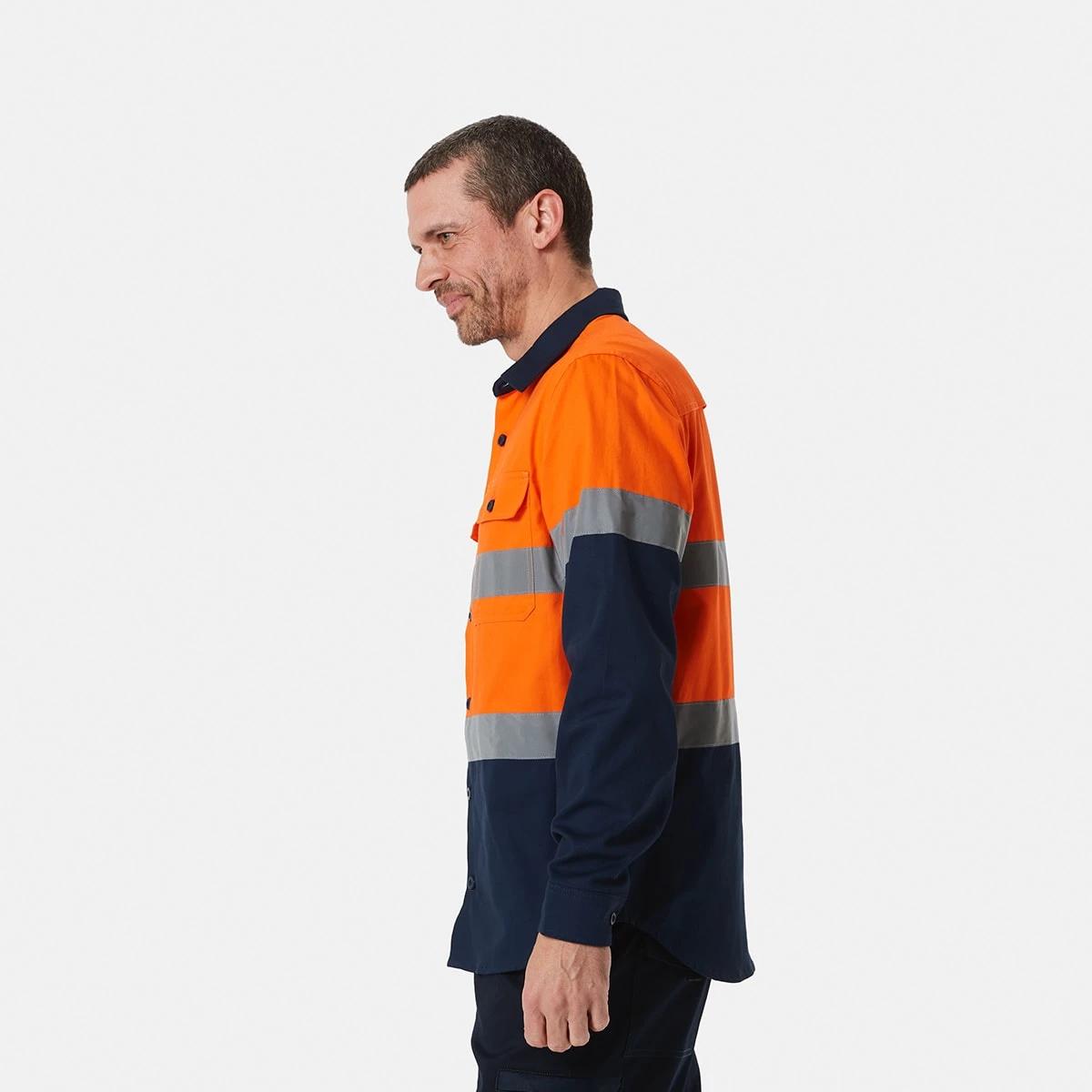 2 Workwear Hi-Visiblity Long Sleeve Reflective Shirt SAFETY ORANGE, 2 of 4