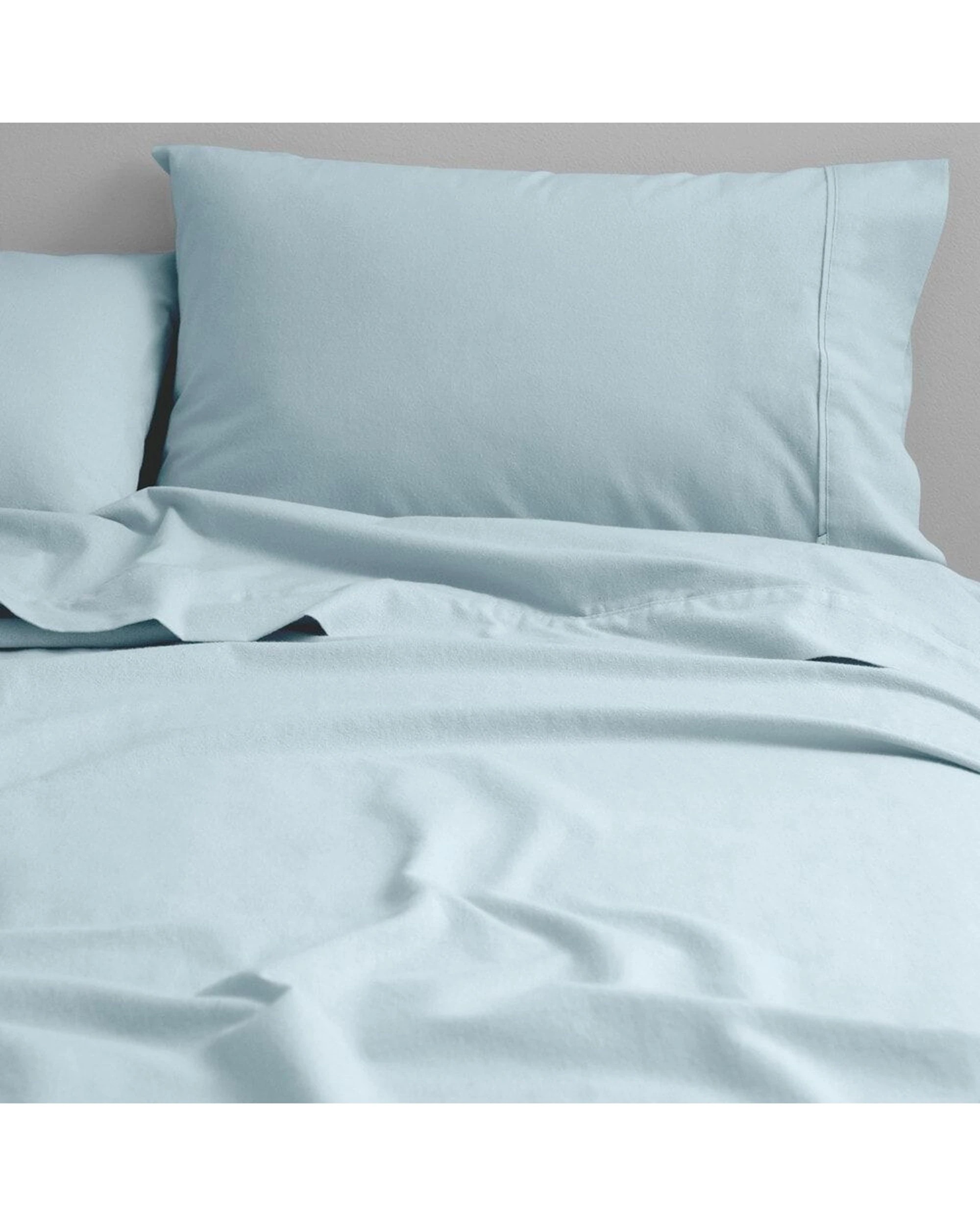 1 Canningvale Cozi Cotton Flannelette Fitted Sheet With Pillowcase Set Seafoam - King Bed - Green, 1 of 4