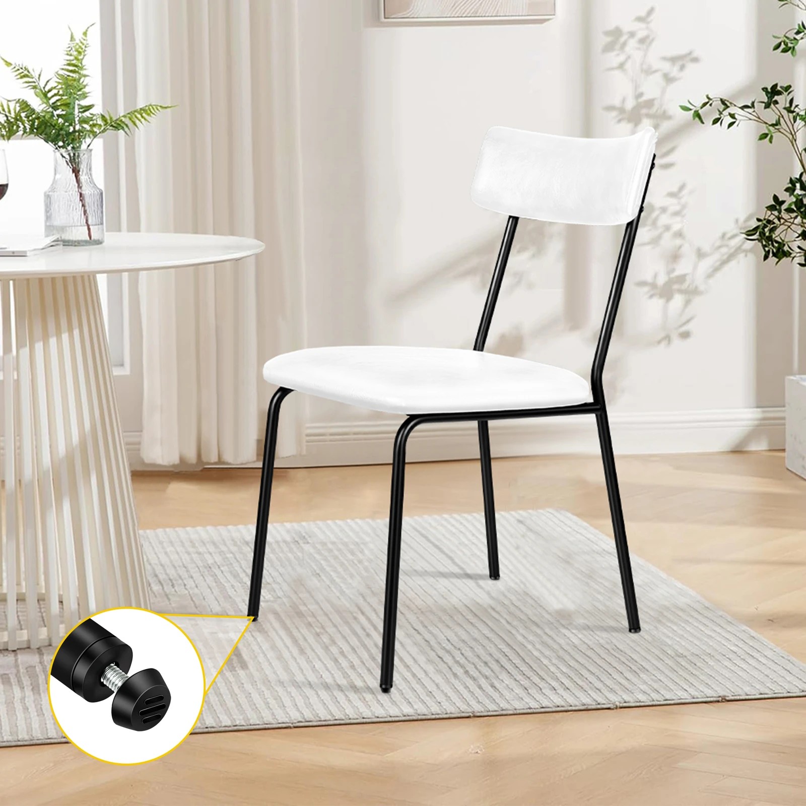 3 Alfordson 4x Dining Chairs Accent Kitchen Lounge Curved Back PU Leather - White, 3 of 9