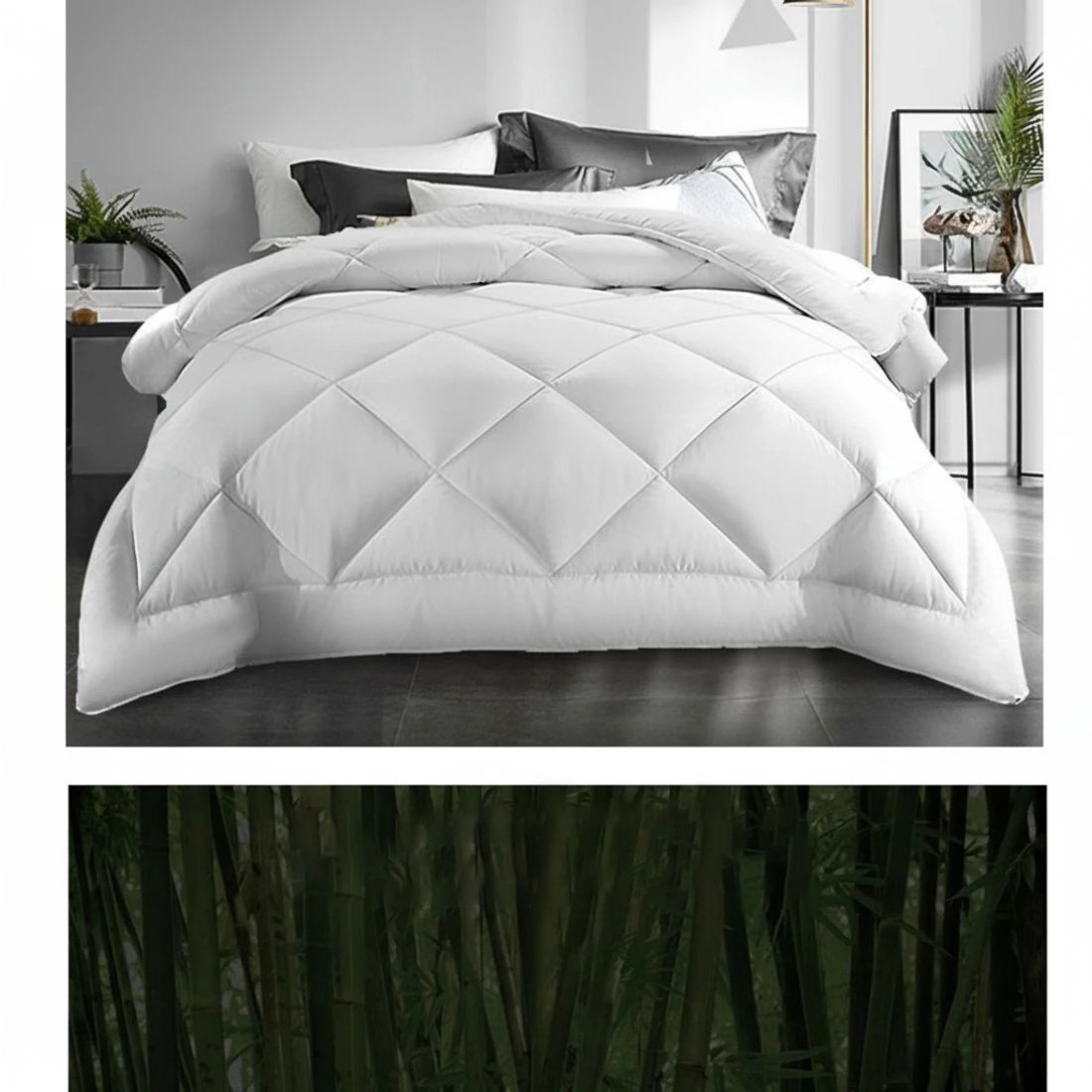 1 Giselle Bedding 800GSM Microfibre Bamboo Quilt - King Bed - White, 1 of 9