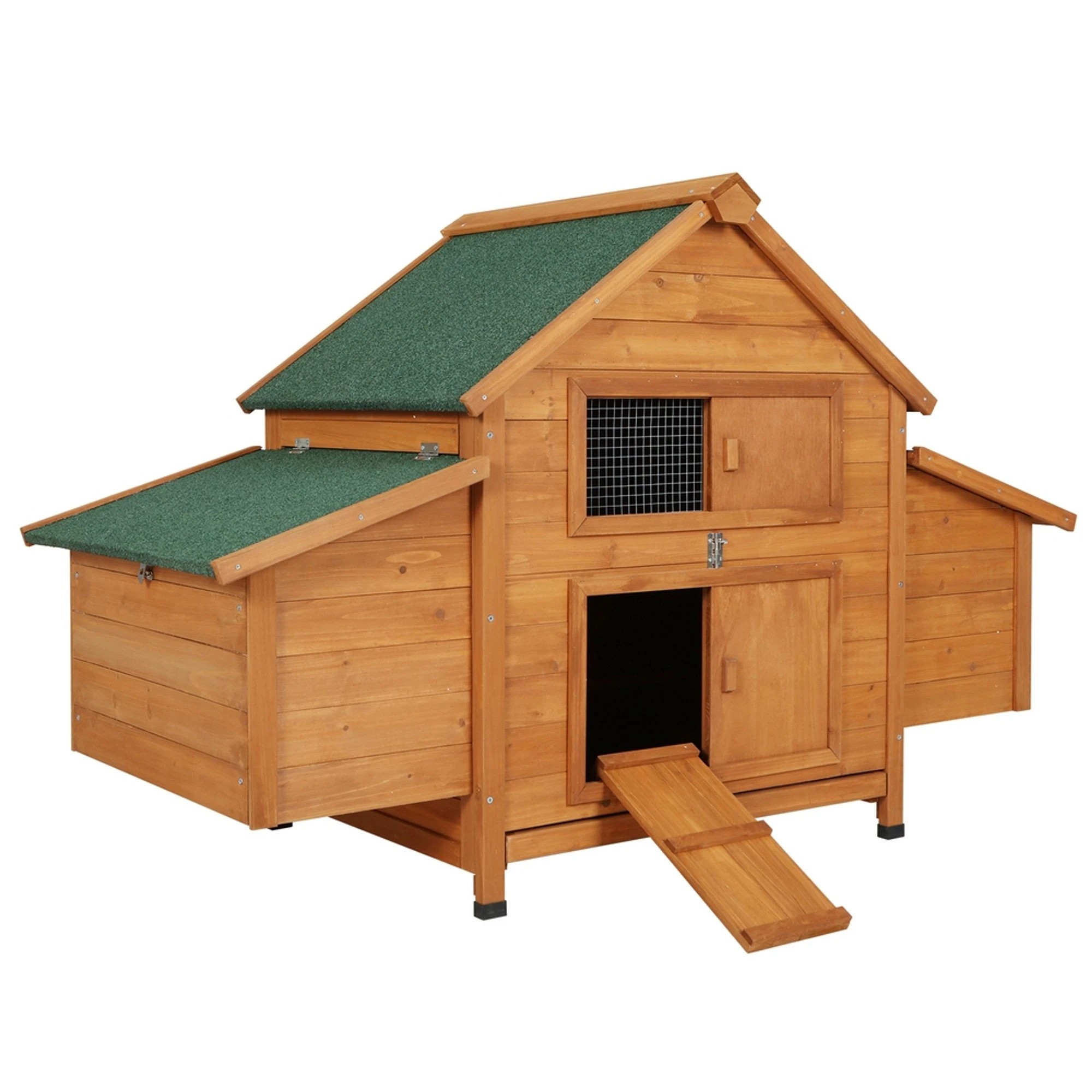 1 i.Pet Chicken Coop Rabbit Hutch Large House Run Cage Wooden Outdoor Pet - Brown, 1 of 8