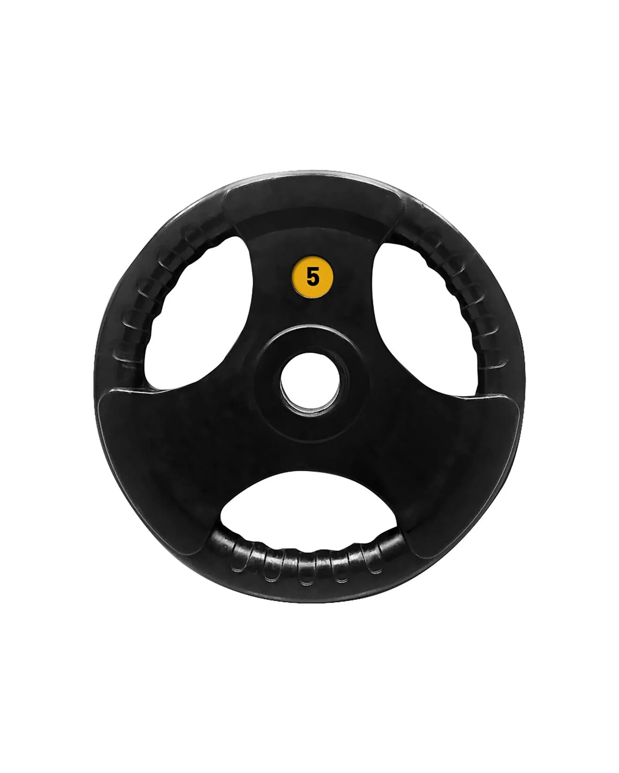 1 BODYWORX Olympic Rubber Grip Plate 5kg 52mm Barbell Weight Training With Handles - Black, 1 of 1