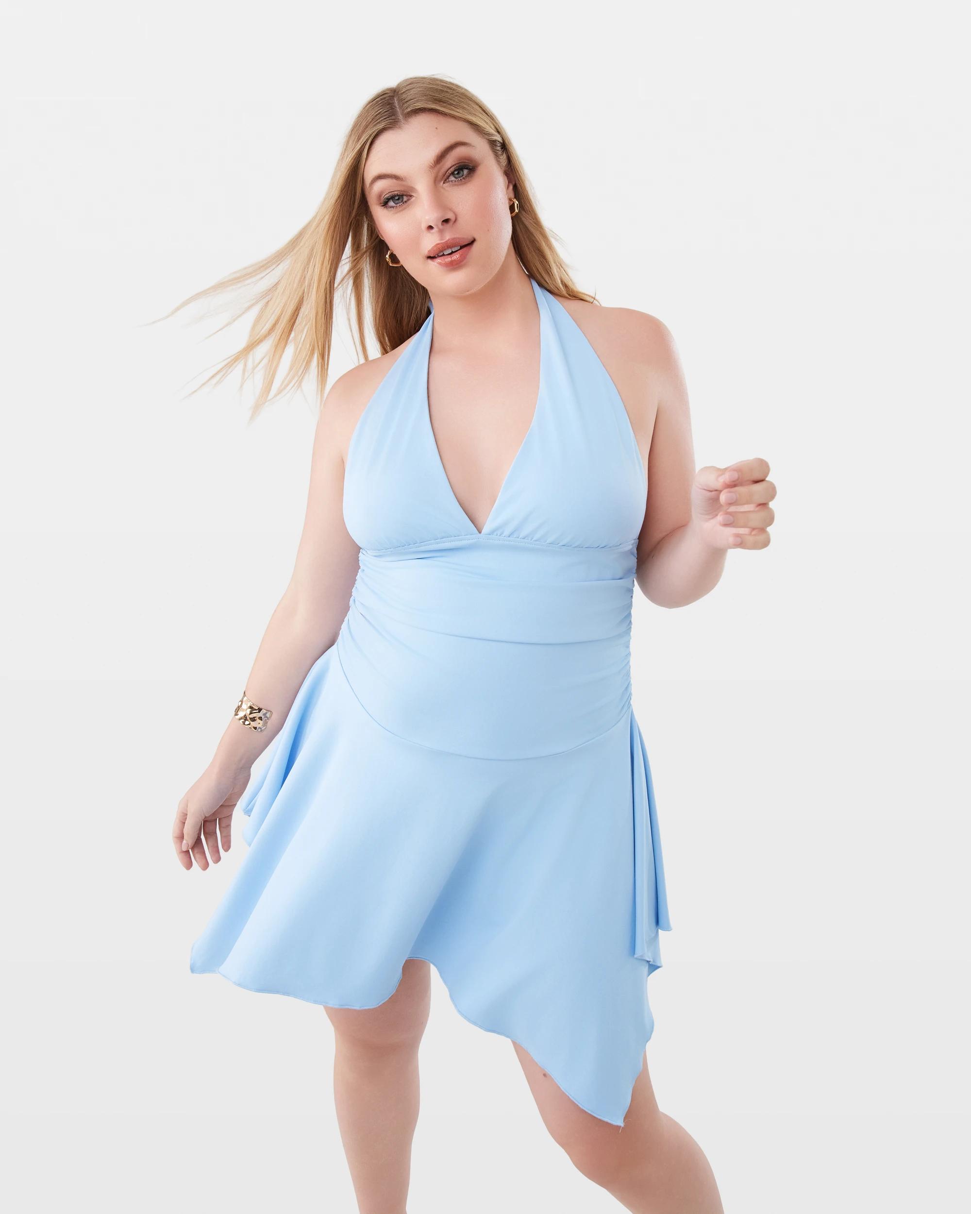 3 Hanky Hem Jersey Mini Dress Chmbr Blue, 3 of 10