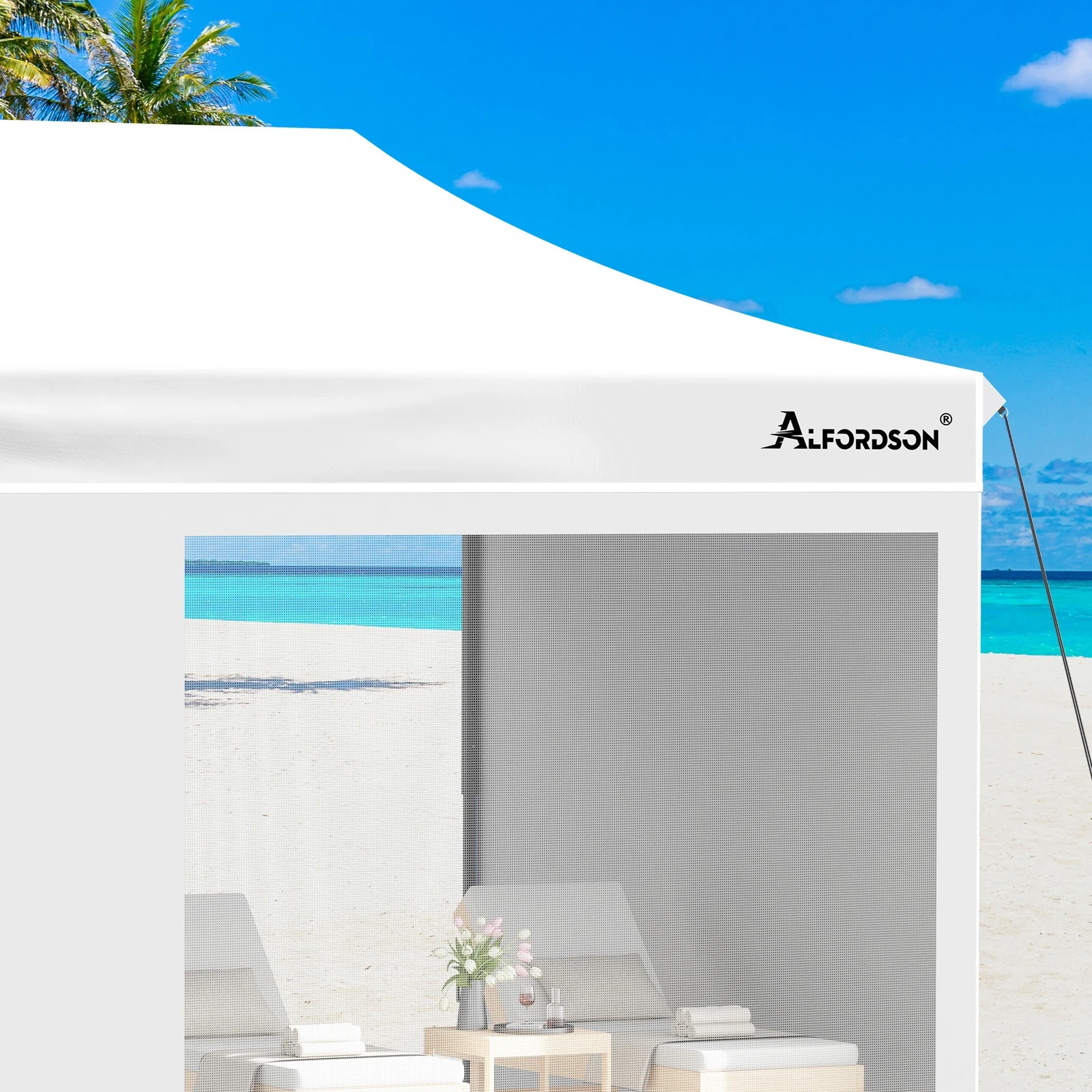 6 Alfordson Gazebo 6x3m Pop Up Marquee 600D Oxford Folding Camping Tent - White, 6 of 10