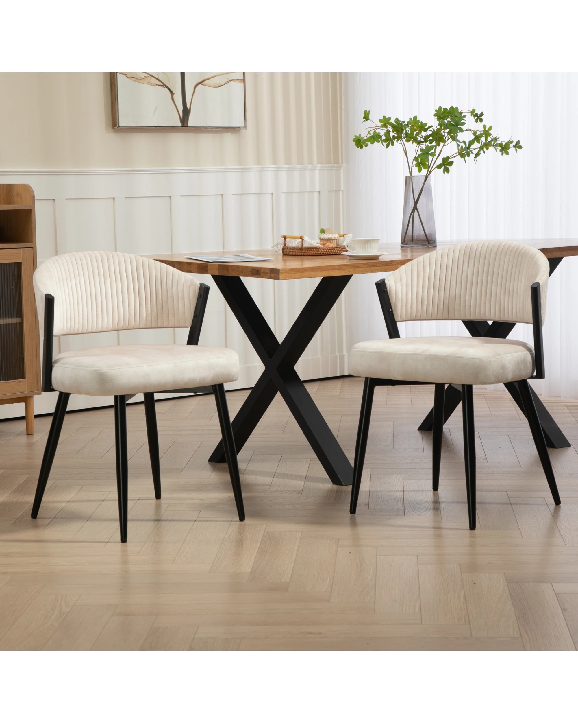 3 IHOMDEC Velvet Dining Chair Set of 2 - Beige - Beige, 3 of 10