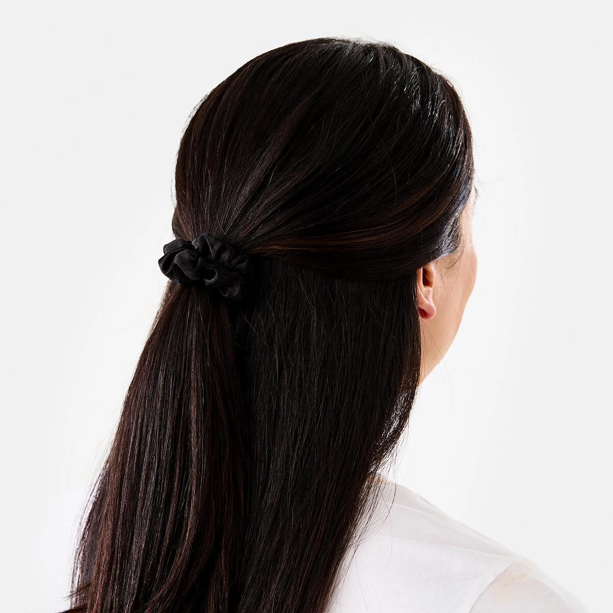 4 5 Pack Mini Textured Hair Scrunchies Black, 4 of 5