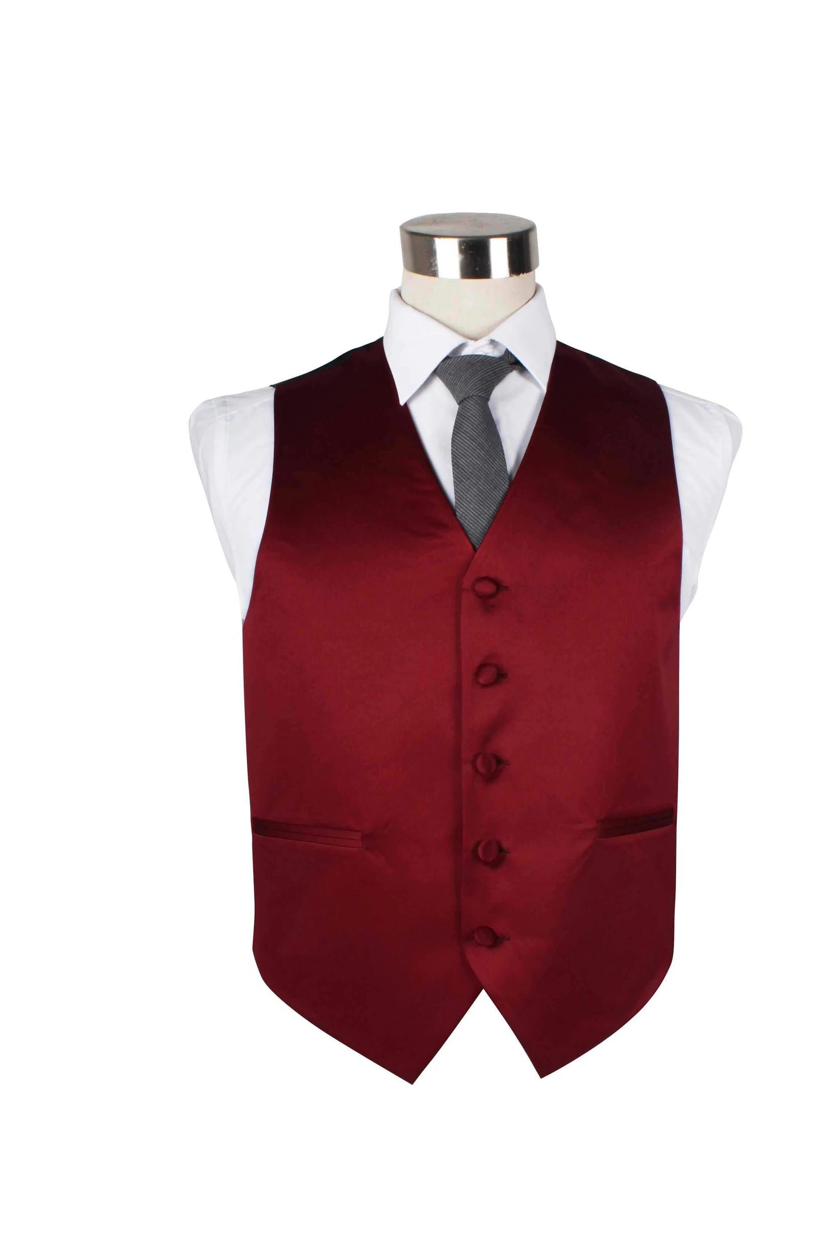 2 Zasel Mens Plain Vest Waistcoat DARK RED, 2 of 2