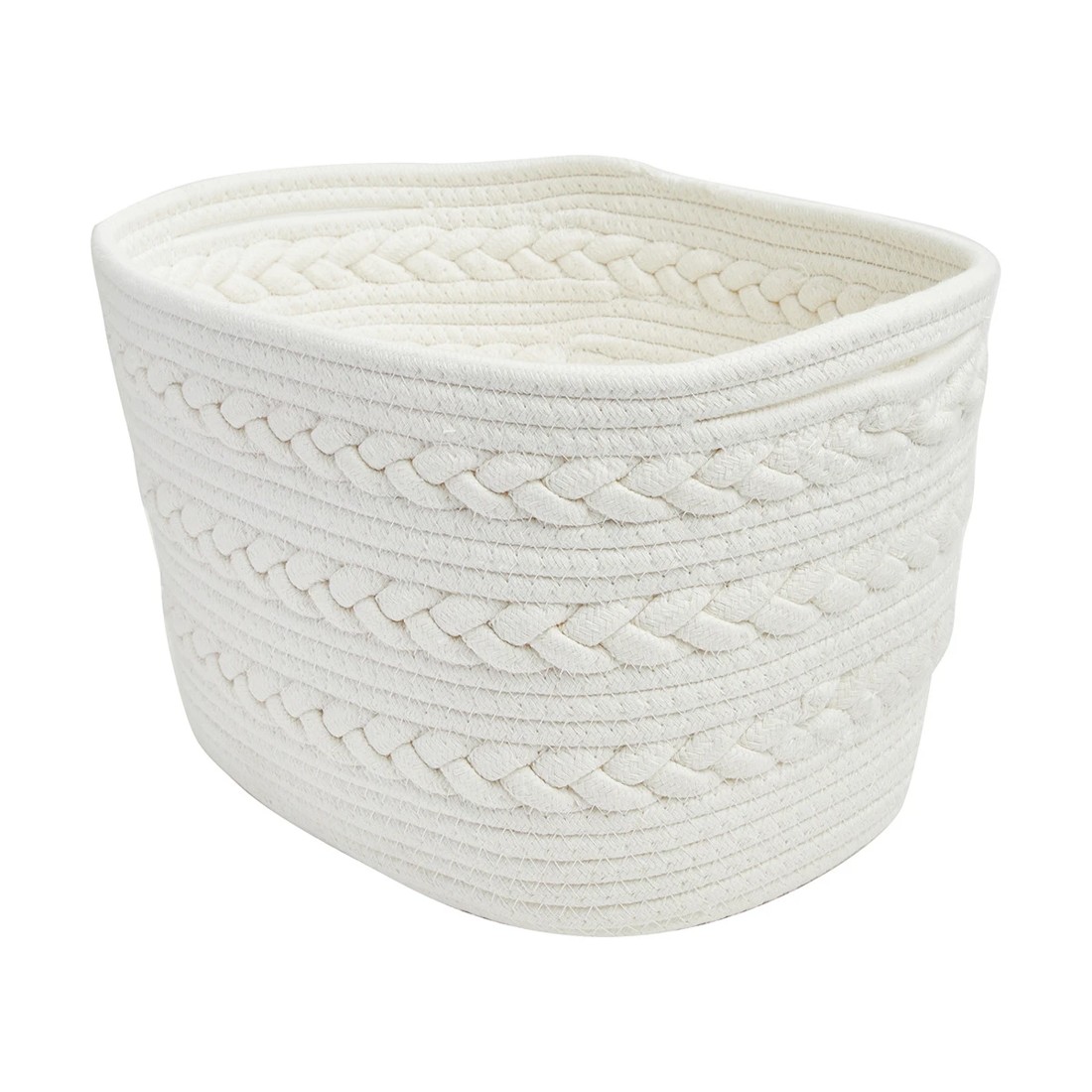 1 Rectangle Braid Rope Basket - White, 1 of 4