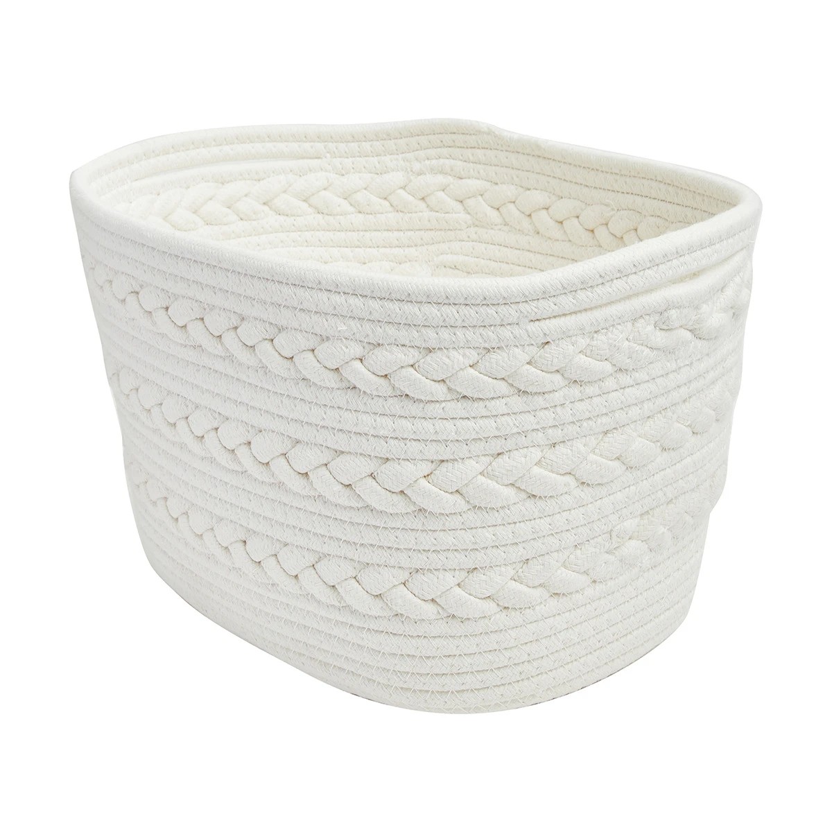 1 Rectangle Braid Rope Basket - White, 1 of 4
