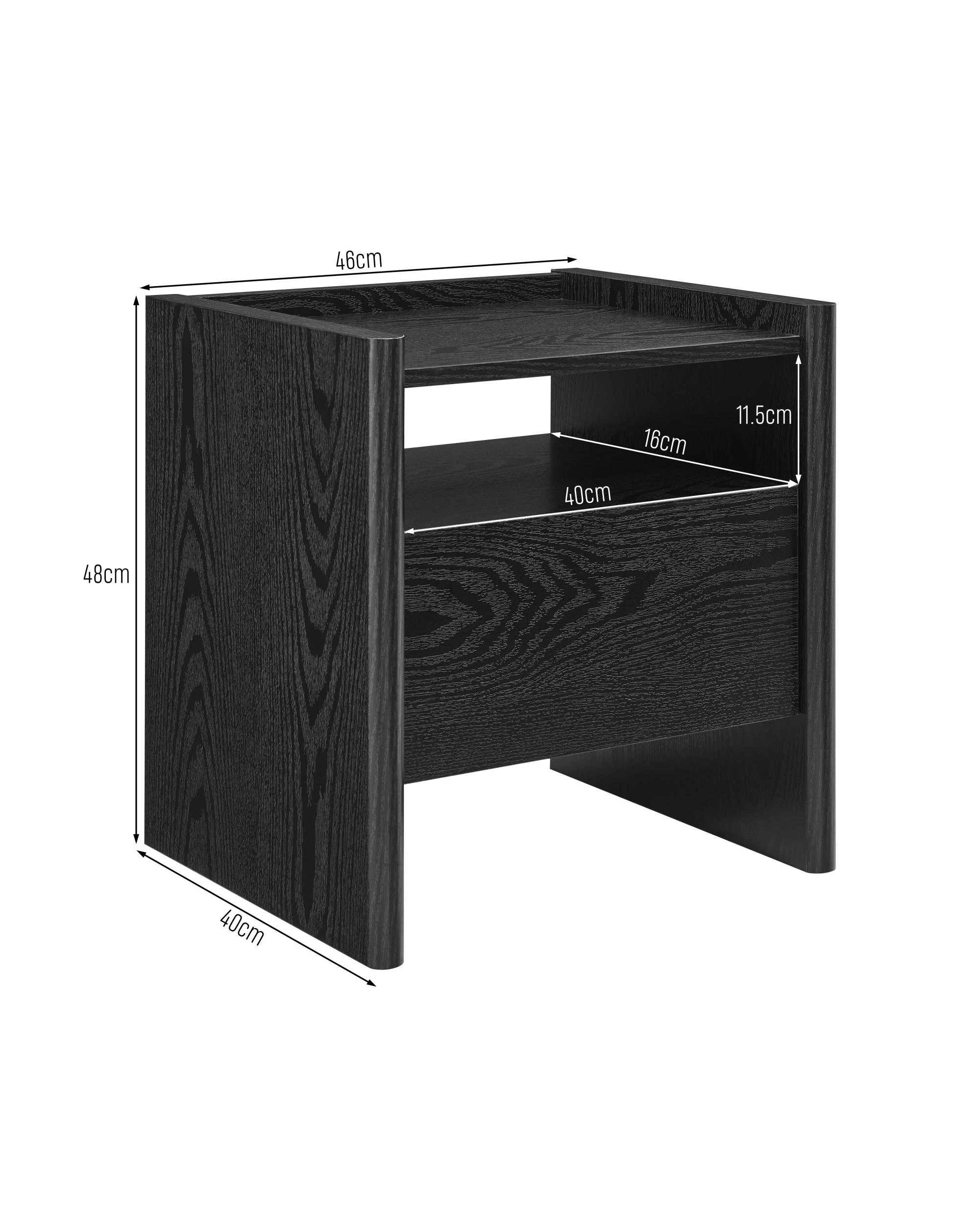 8 Kodu Bedside Unit Nightstand Side Table 1 Drawer - Black, 8 of 9