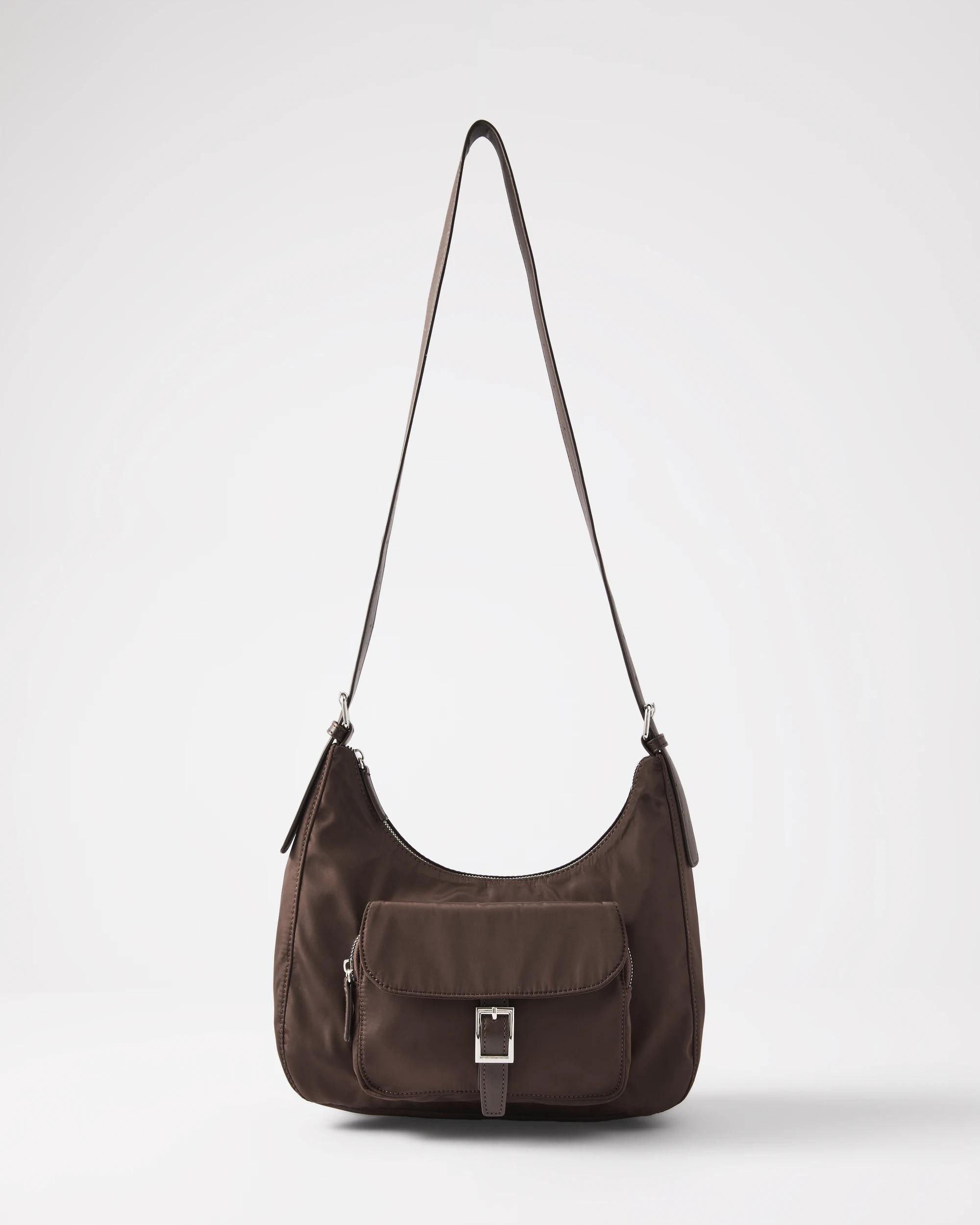 1 Nylon Pocket Crossbody Bag Deep Fudge, 1 of 7