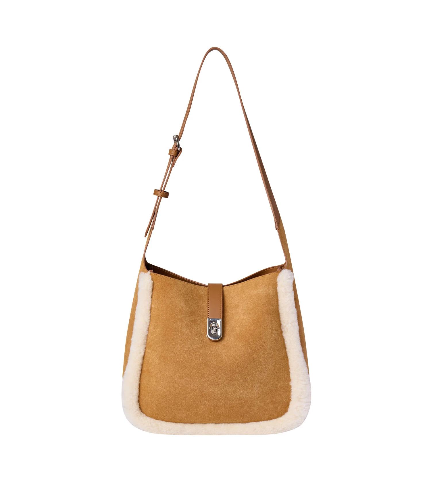 1 Australian Shepherd UGG Women Dona Fluffy Wool Over Shoulder Bag CHESTNUT, 1 of 5