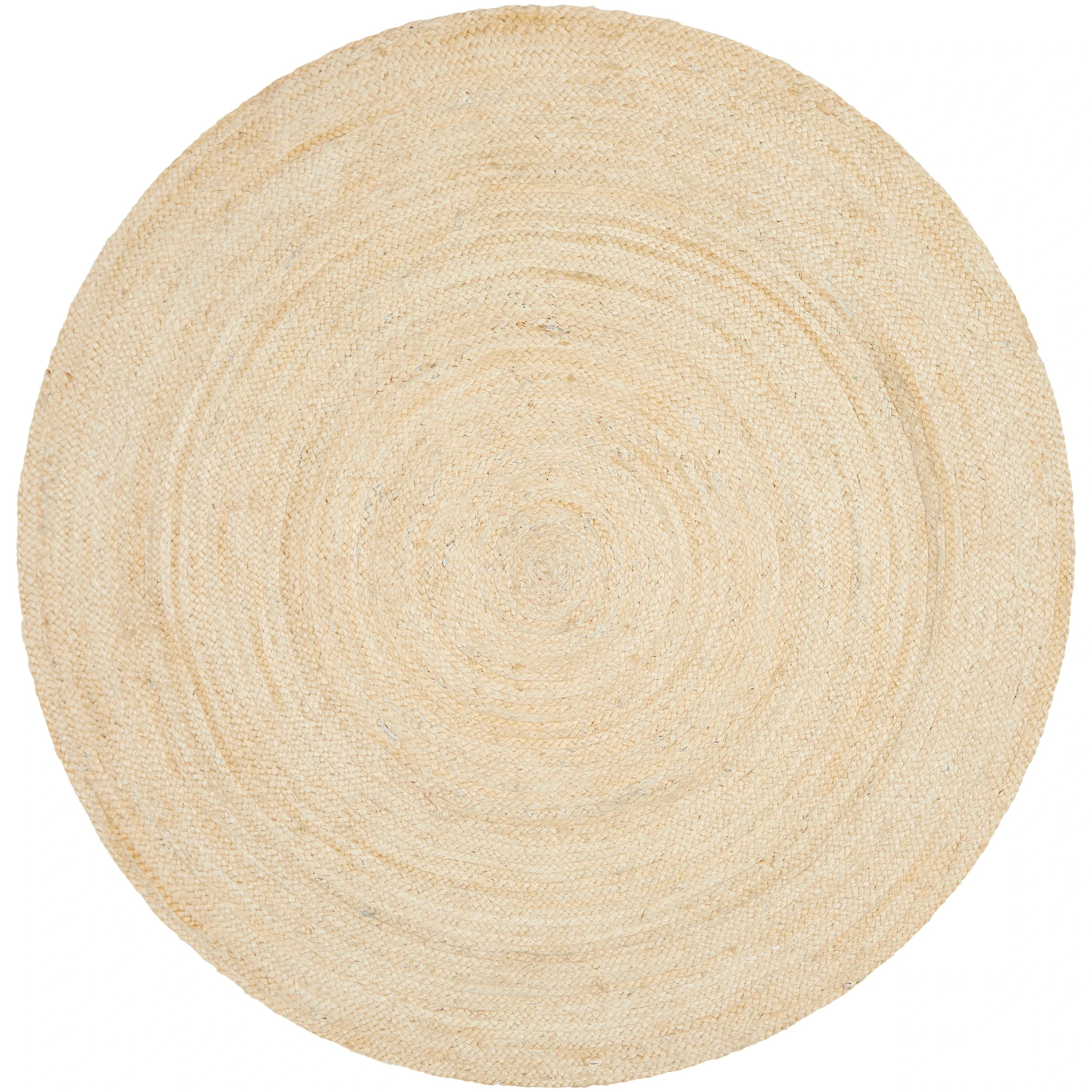 1 Common Ground Rugs Solace Polo 150x150cm - Small Jute Round Rug - White, 1 of 6