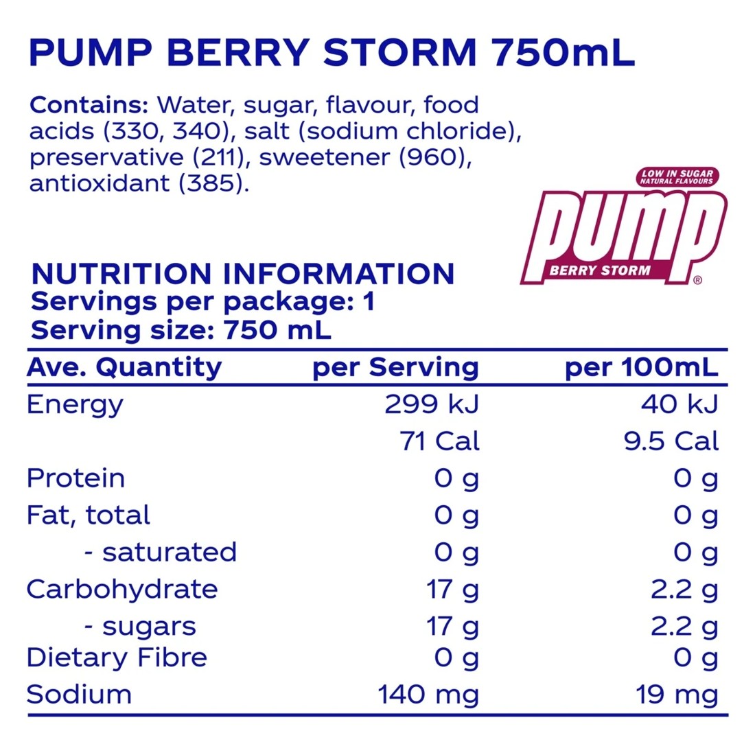 2 Pump Water Bottle 750ml - Berry Storm, 2 of 3