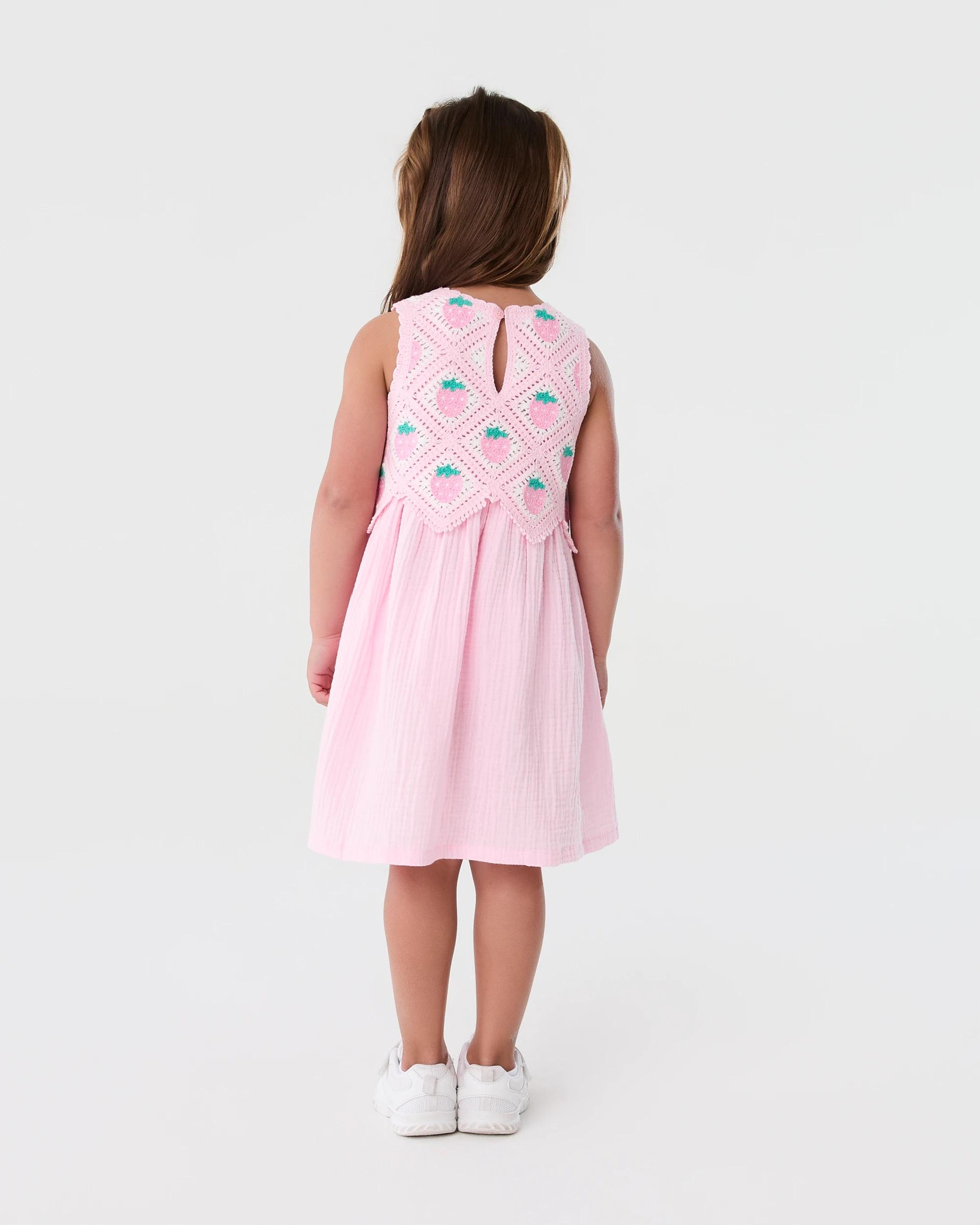 2 Crochet Bib Dress Rose Pink, 2 of 6