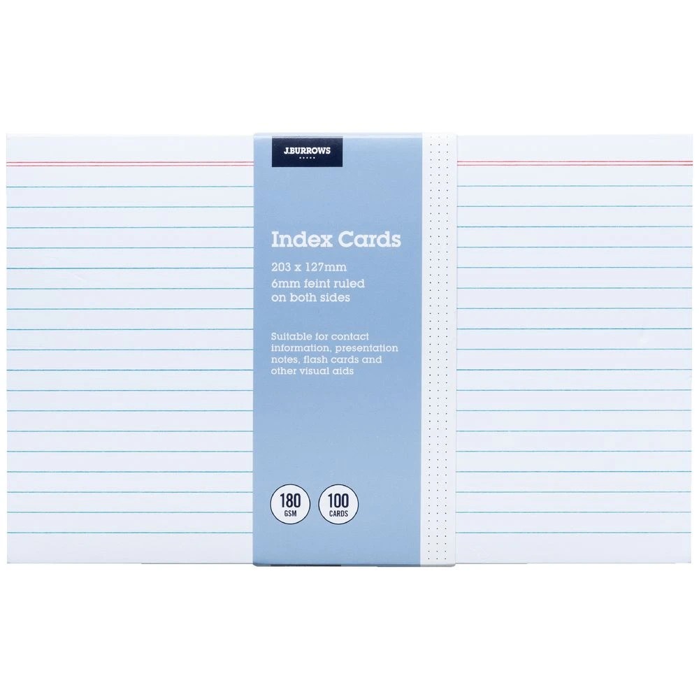 2 J.Burrows Index Cards Ruled 203 x 127mm White 100 Pack, 2 of 3