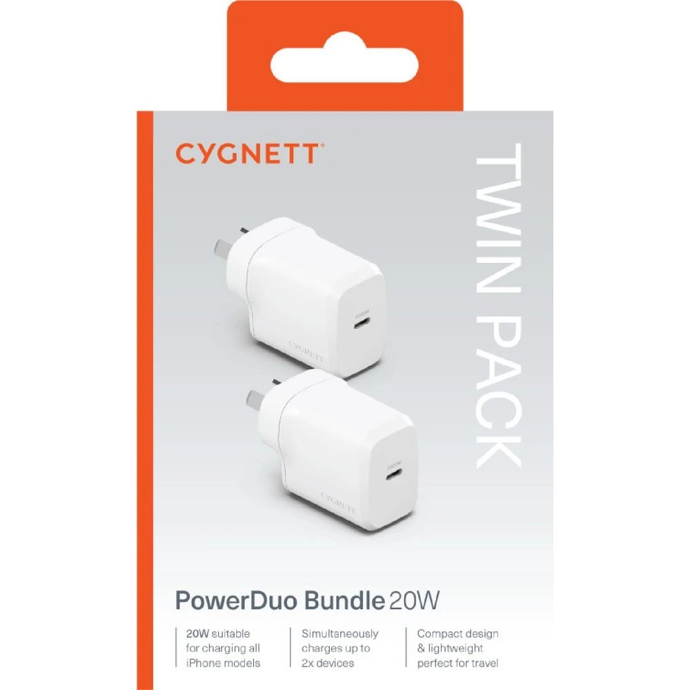 3 Cygnett PowerDuo USB-C 20w Wall Charger Twin Pack, 3 of 3
