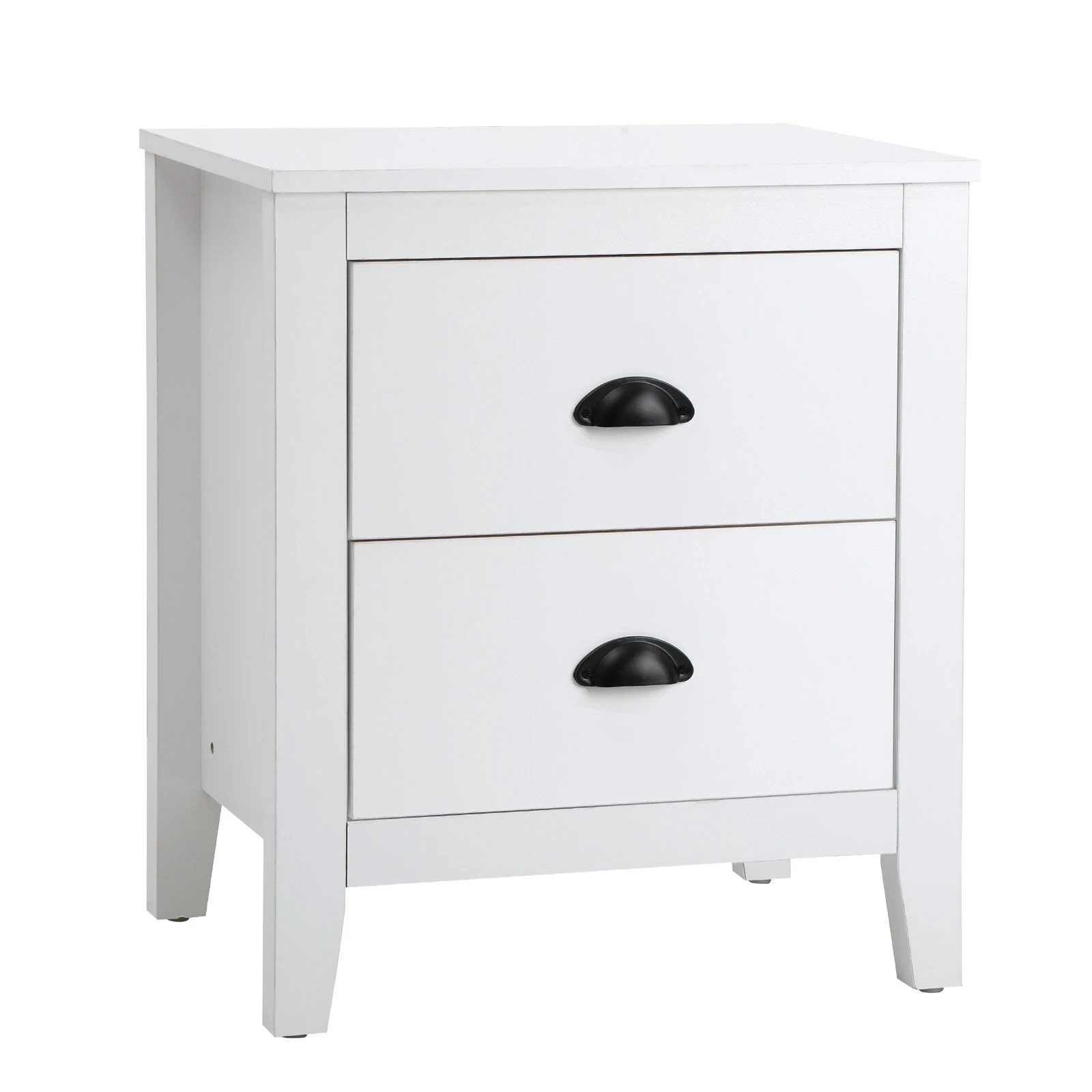 1 Oikiture Bedside Table 2 Drawers Side Tables Nightstand Vintage
 - White, 1 of 10