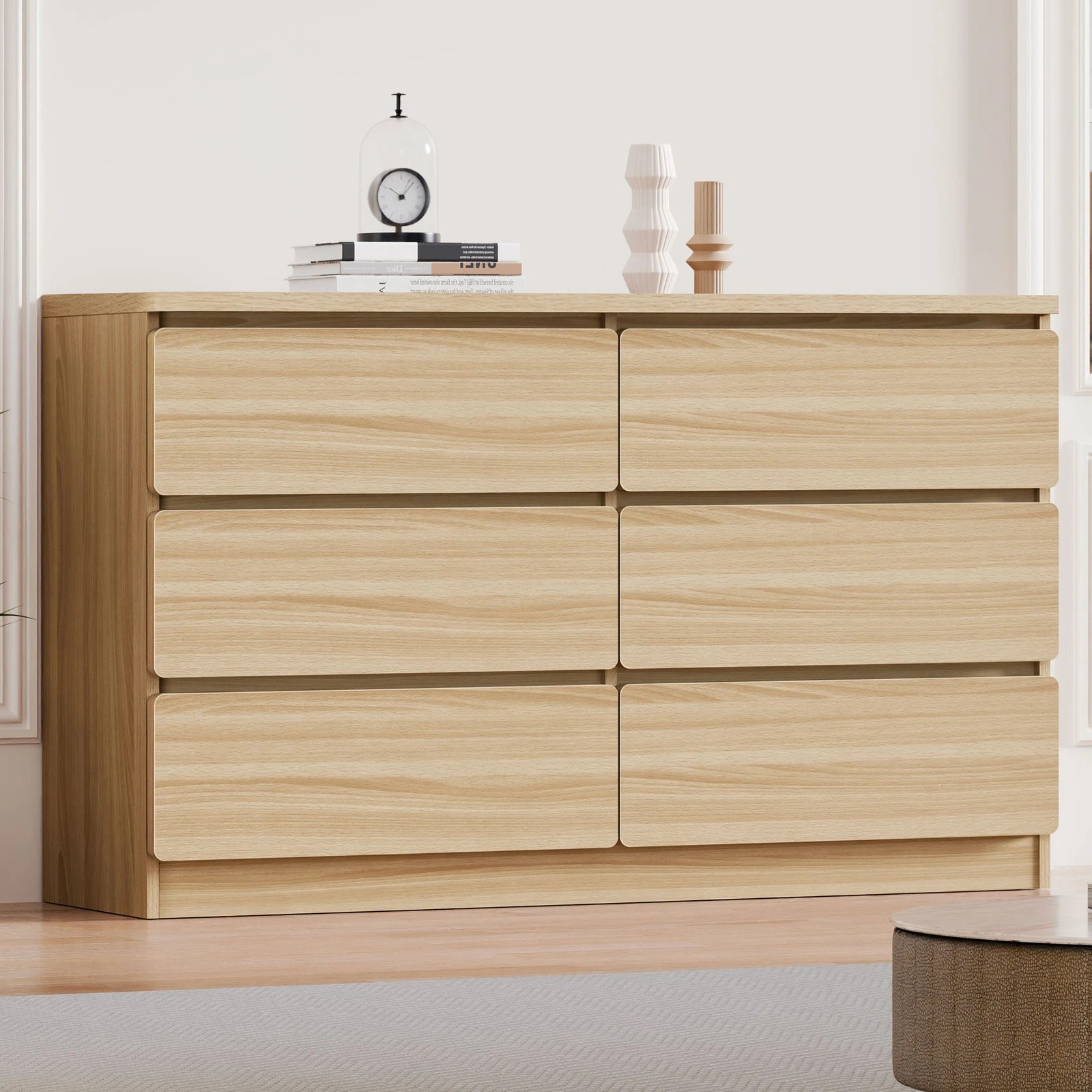 8 Alfordson 6 Chest of Drawers Minimalist Storage Cabinet Dresser - Oak, 8 of 10