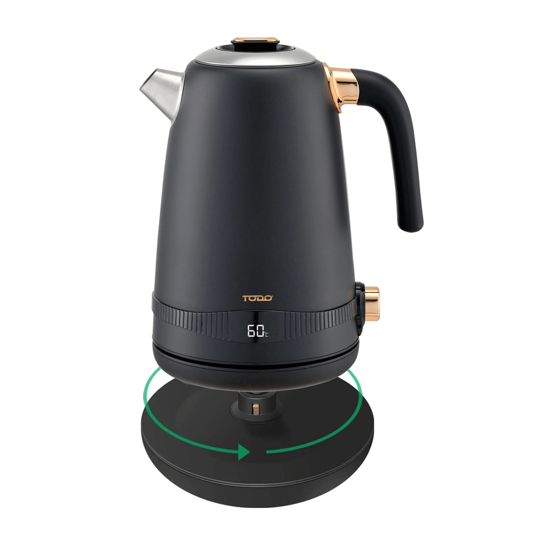 4 TODO 1.7L Stainless Steel Cordless Kettle Keep Warm Electric Led Water Jug - Black, 4 of 6